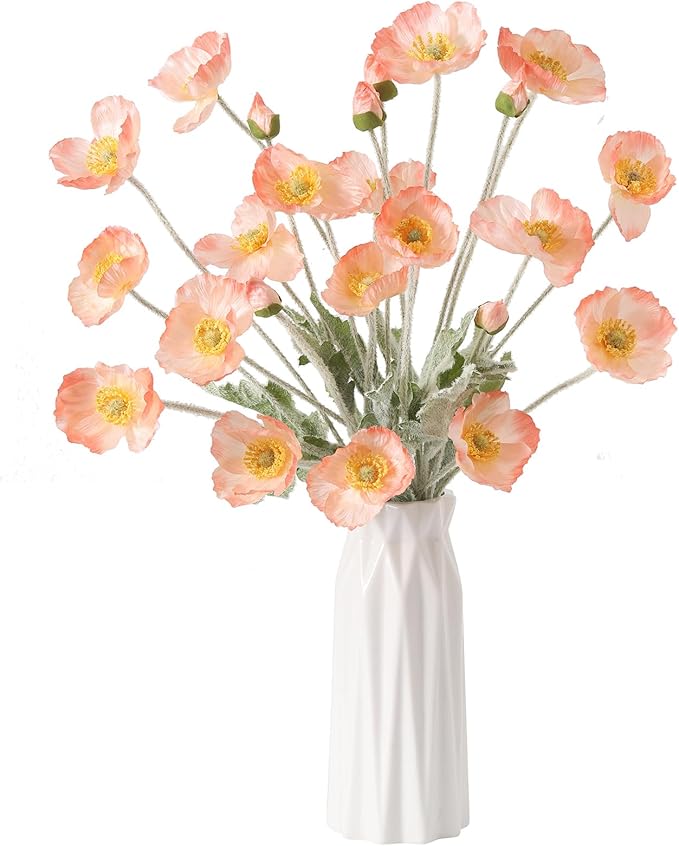 DuHouse 6 Pcs Coral Silk Poppies - Realistic Artificial Flowers-image-08fa06b3-b76d-46ce-9e28-c029aa4cd95f-54160
