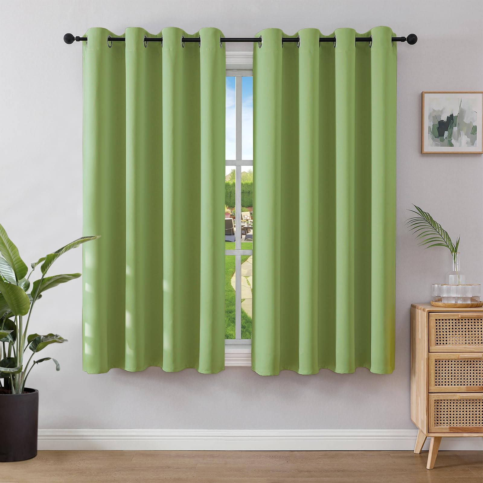 Blackout Thermal Curtains - Green 55 x 96 Inch-image-c5daba26-b1f4-408a-8b6c-0676fa9e7c46-106949