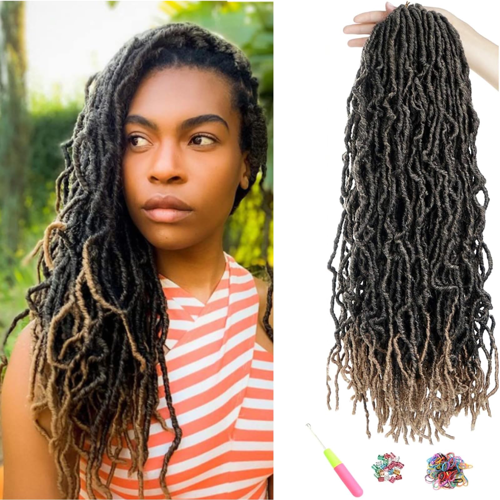 Faux Locs Crochet Hair - Black Yellow 24 Inch-image-33686b5b-92f0-4a17-810f-1ad59a339d96-109940