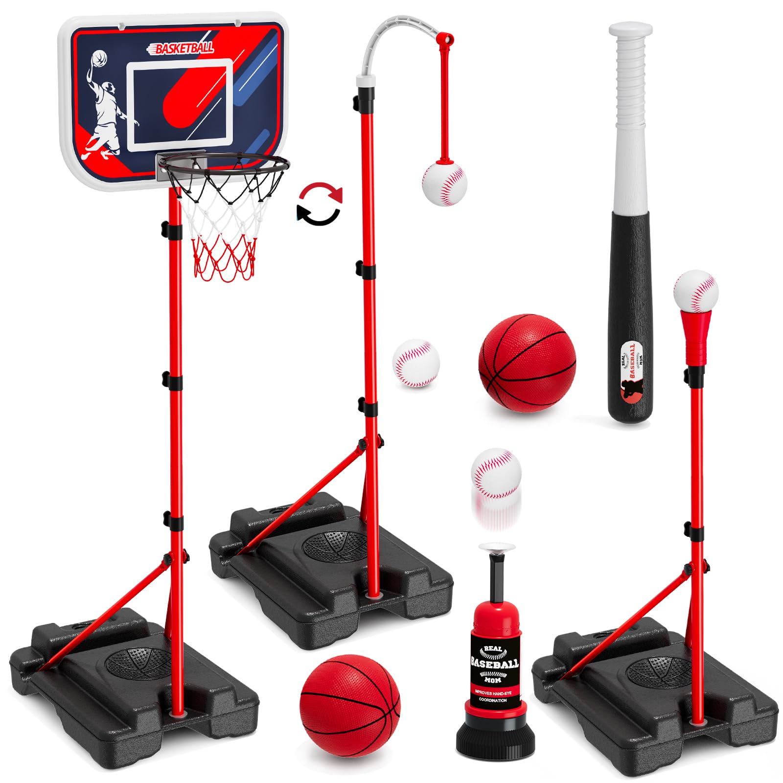 4 in 1 Kids Basketball & Baseball Set - Green Without Scoreboard-image-20d2c01c-a294-43d7-adb8-38e417f62d54-107966
