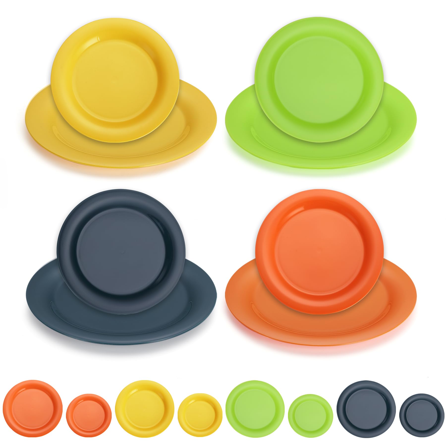 Unbreakable & Reusable Evanda Plastic Dinner Plates 8-Piece Set, 19/26cm, BPA Free, Microwave & Dishwasher Safe, Multi-Colour-image-c0a1eada-d403-44e5-9607-bcd5f9201ab3-53531