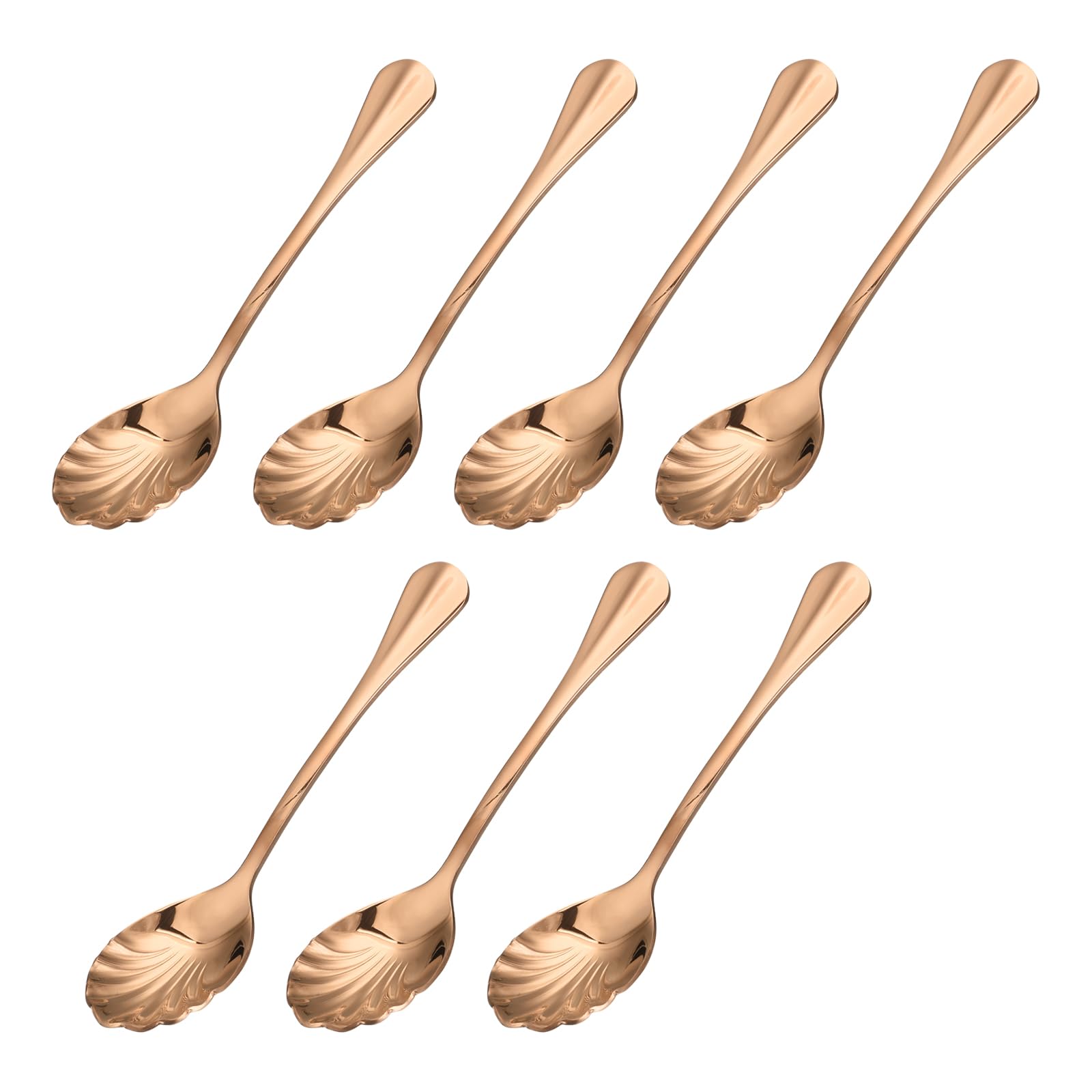 7Pcs Rose Gold Shell Shape Stainless Steel Coffee & Dessert Spoons, 5 Inch-image-d120be52-3c07-4879-90e9-8f596288c59b-62007