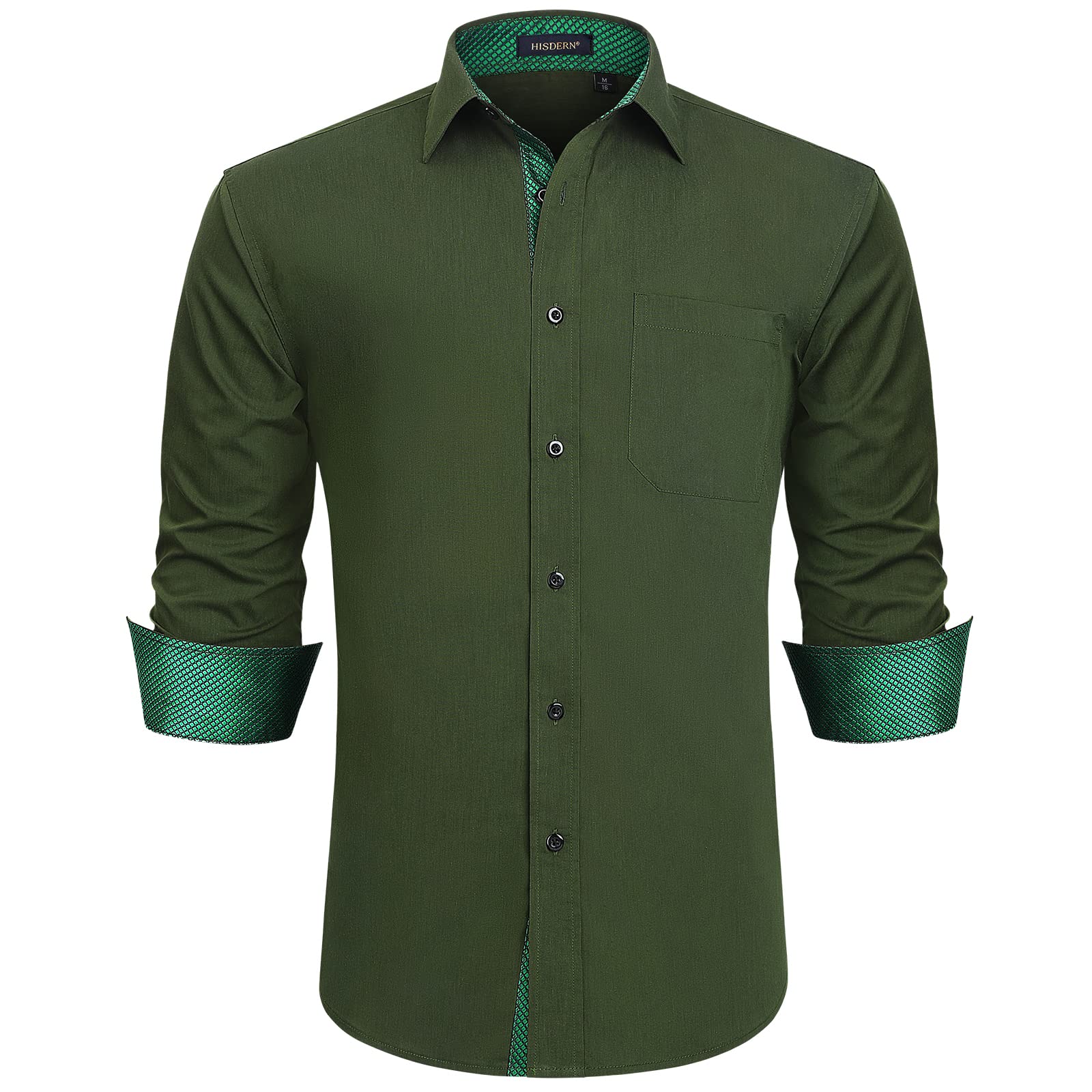 Men's Slim Fit Dress Shirt - Army Green 3XL-image-d3b024d0-98a5-4c58-9c1c-a79da2306421-102624