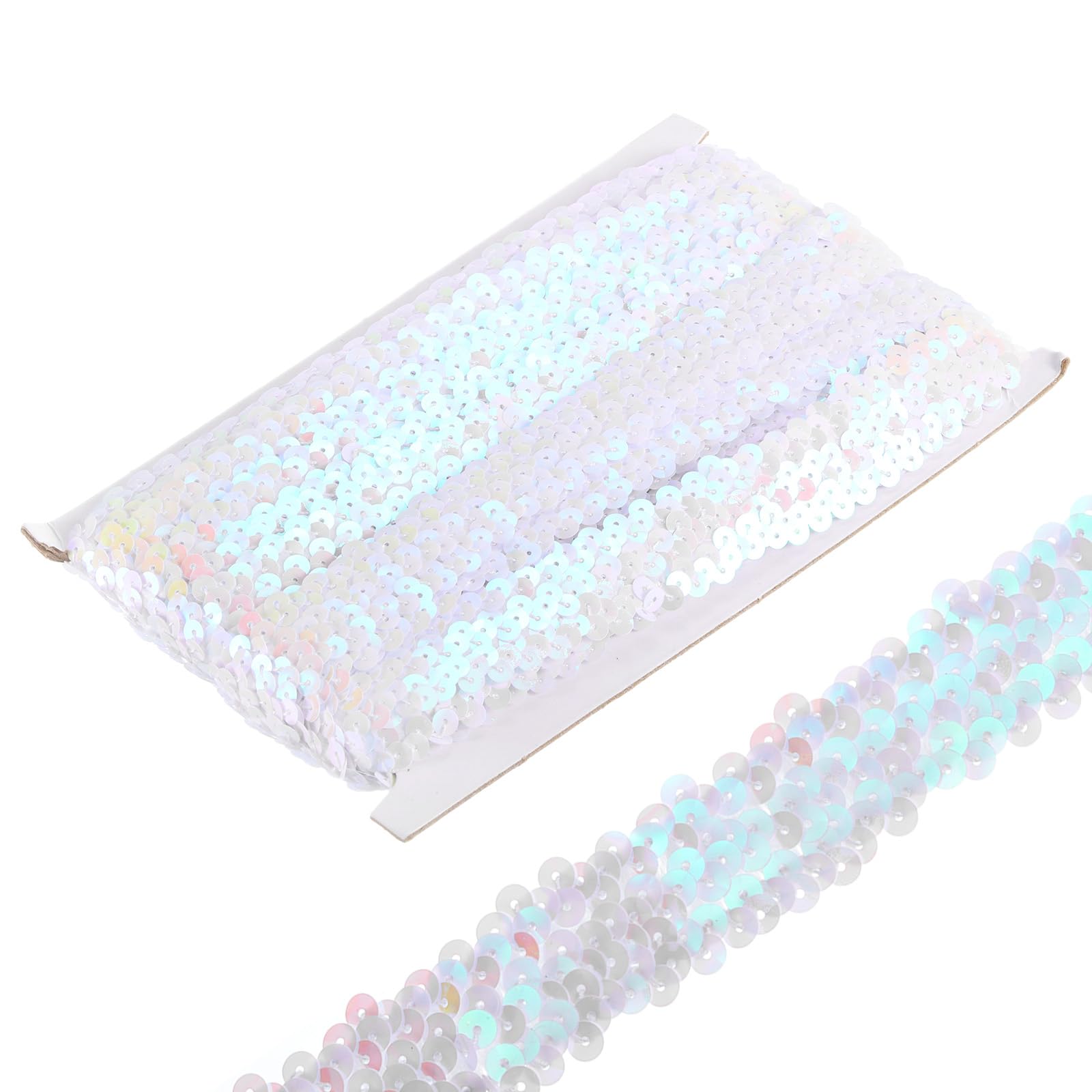 10 Yards Elastic Sequin Trim 1.2 Inch - Ideal for DIY Crafts, Costumes & Decorations, Metallic White