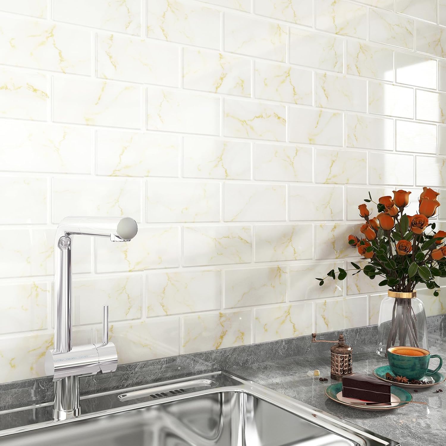 3D Self Adhesive Wall Tiles - White and Gold 15 Tiles-image-ee8beb8c-22e5-4e37-b4ad-d08570b887e9-107891