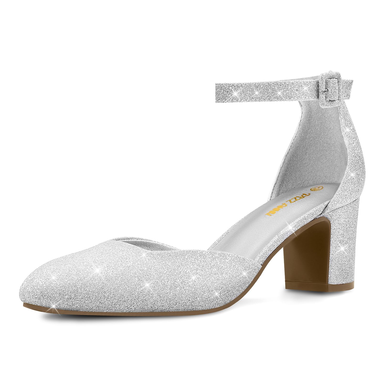 Women's Block Heel Court Shoes - Silver UK 9-image-2a304e47-f2d1-4ce4-85d2-86501d563013-120792