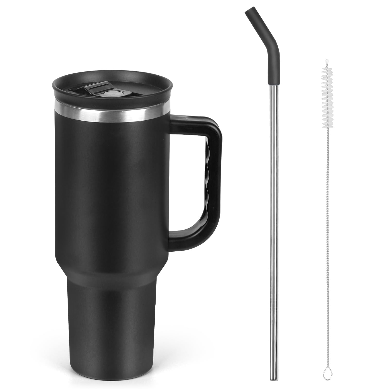 40oz Black Stainless Steel Travel Mug with Straw, Insulated Tumbler for Hot & Cold Drinks, Car Cup Holder Friendly-image-d535c690-205d-4305-846f-658bf82684e3-63848