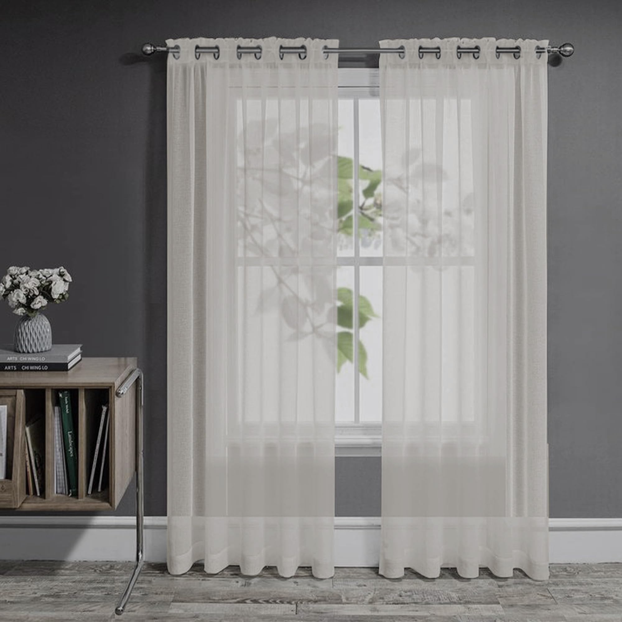 Net Curtains 2 Panels - 52x84 Inch Khaki-image-c25e602d-5cd2-4a26-9feb-131ffa616fae-90358