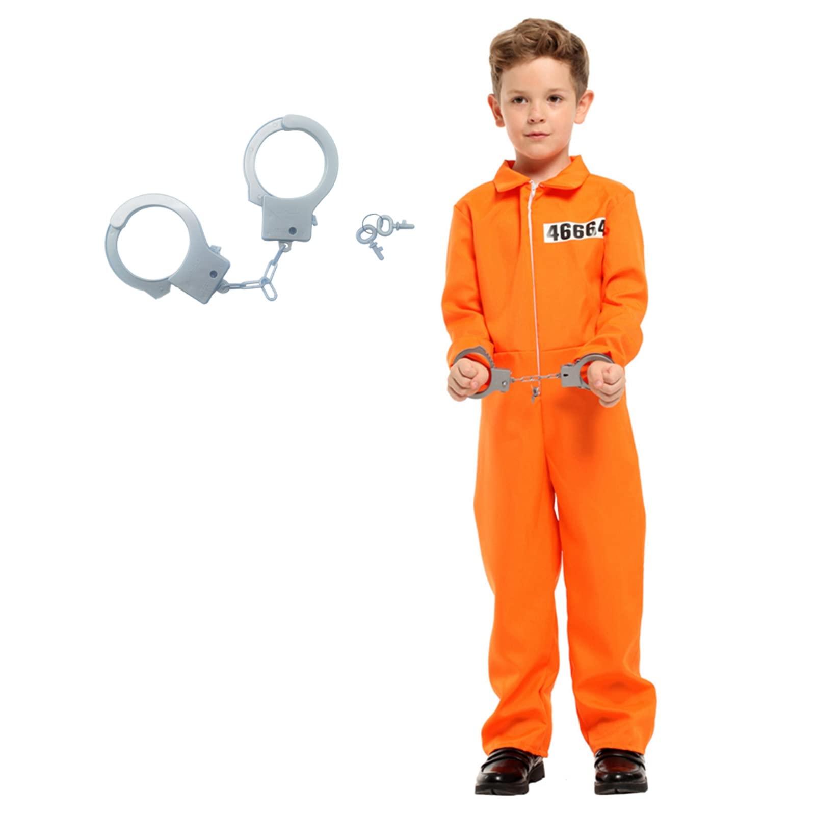 Kids Prisoner Costume with Handcuffs - Orange 105-115cm-image-1453dfaa-7c7c-4669-8745-1da2f6b5d46e-112540