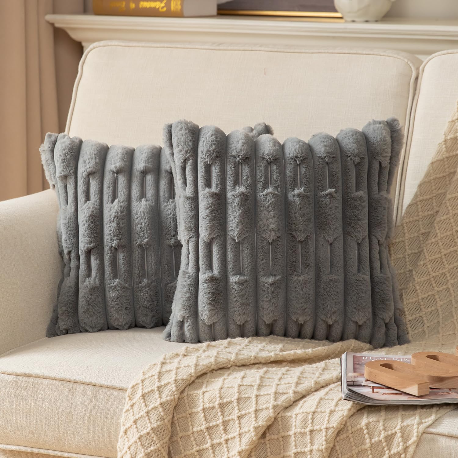 Boho Striped Cushion Covers - Grey 55x55cm-image-aa0fc29b-a08d-40c2-8540-5894e47214c2-88309