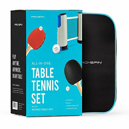 Kit De Ping-pong Portable PRO SPIN – Filet Universel Pour Table Jusqu’à 180 Cm, 2 Raquettes, 3 Balles 3 étoiles – Mallette De Transport