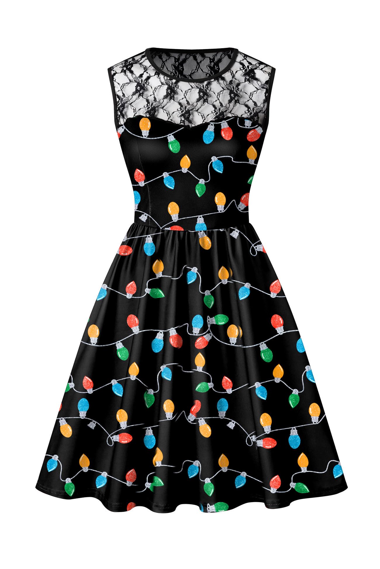 Women's Christmas Swing Dress - Bulbs S-image-f3c561b1-4856-4f7b-8018-018ae861e602-114695