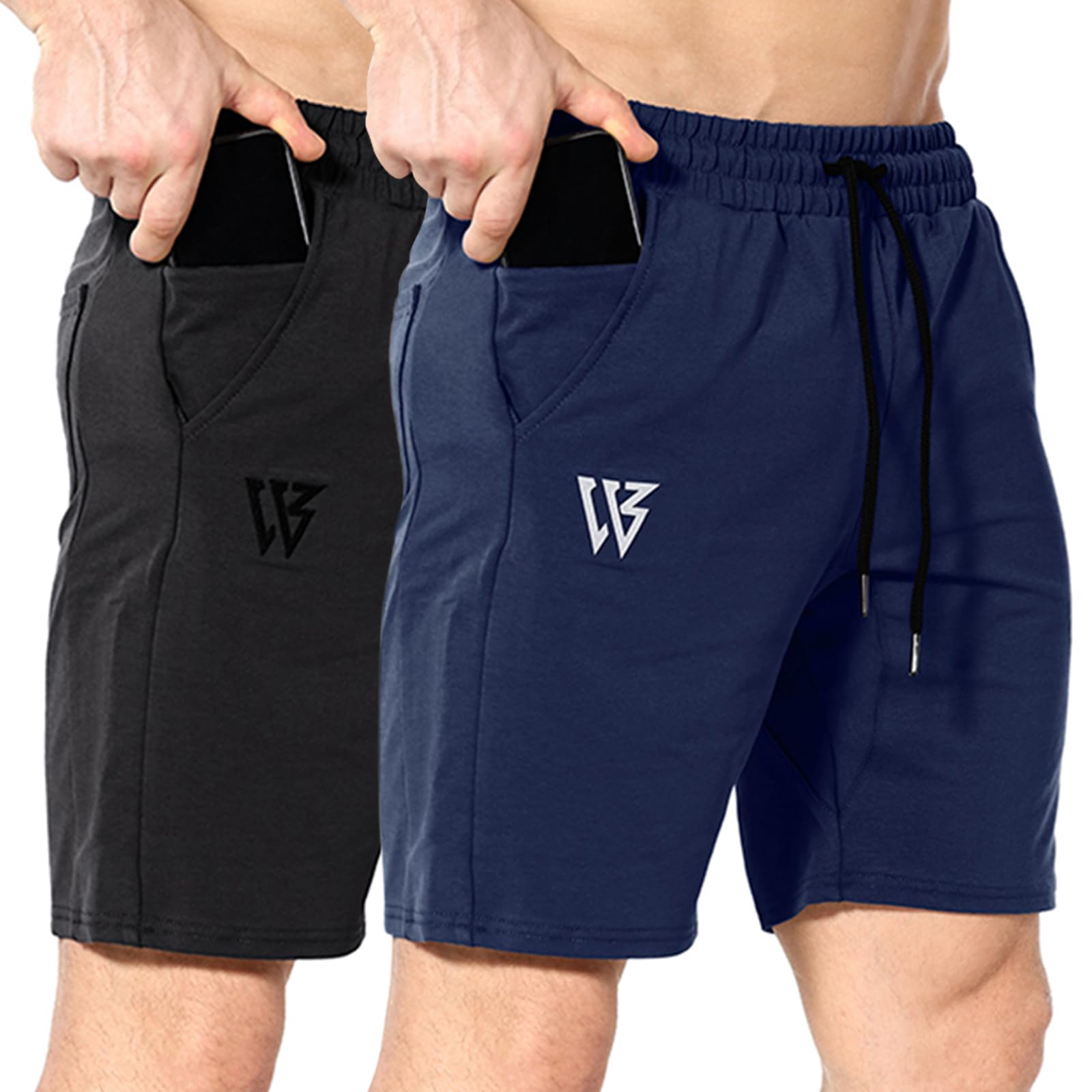 Men's Cotton Gym Shorts 2 Pack - Black/Navy S-image-4eba493e-768a-45a8-992b-e36766a1925a-112047