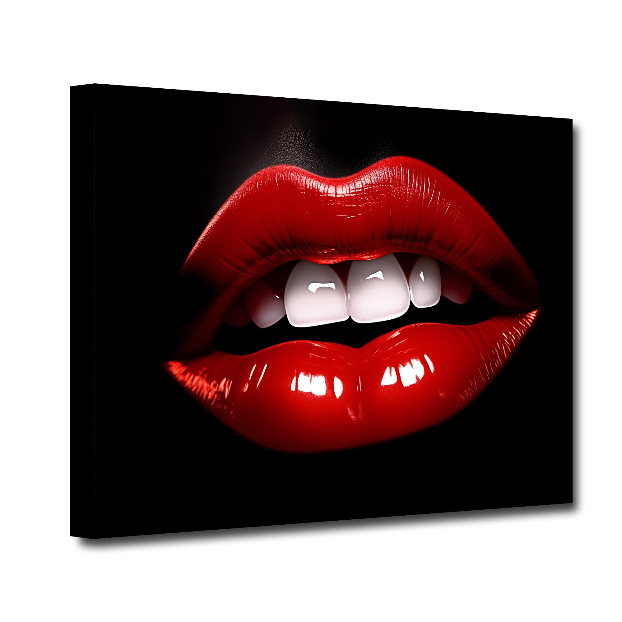 Red Lips Canvas Wall Art - Abstract Black & Red, Sexy Decor for Girls Room, Framed 30x45cm-image-2b2df51c-1284-4d1d-b30a-df92ad4ca501-68214