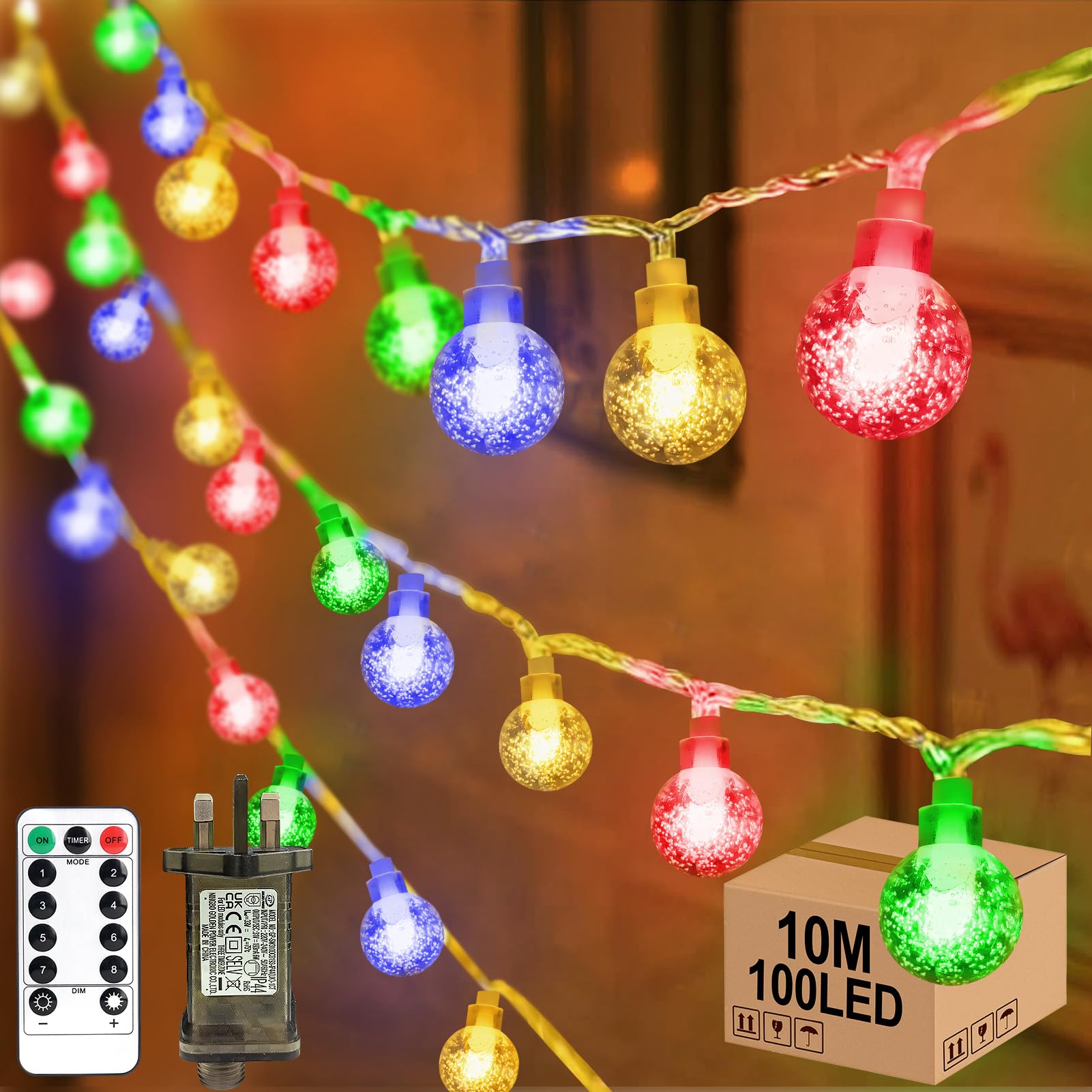 33ft Multicolour Globe Fairy Lights with Remote - 100 LED String, Waterproof for Indoor & Outdoor Use-image-237bc922-9ee2-43f5-9ecb-c551cab58182-44863