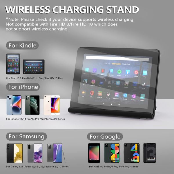 Foldable Wireless Charging Dock For Fire HD 10 Plus/Fire HD Plus