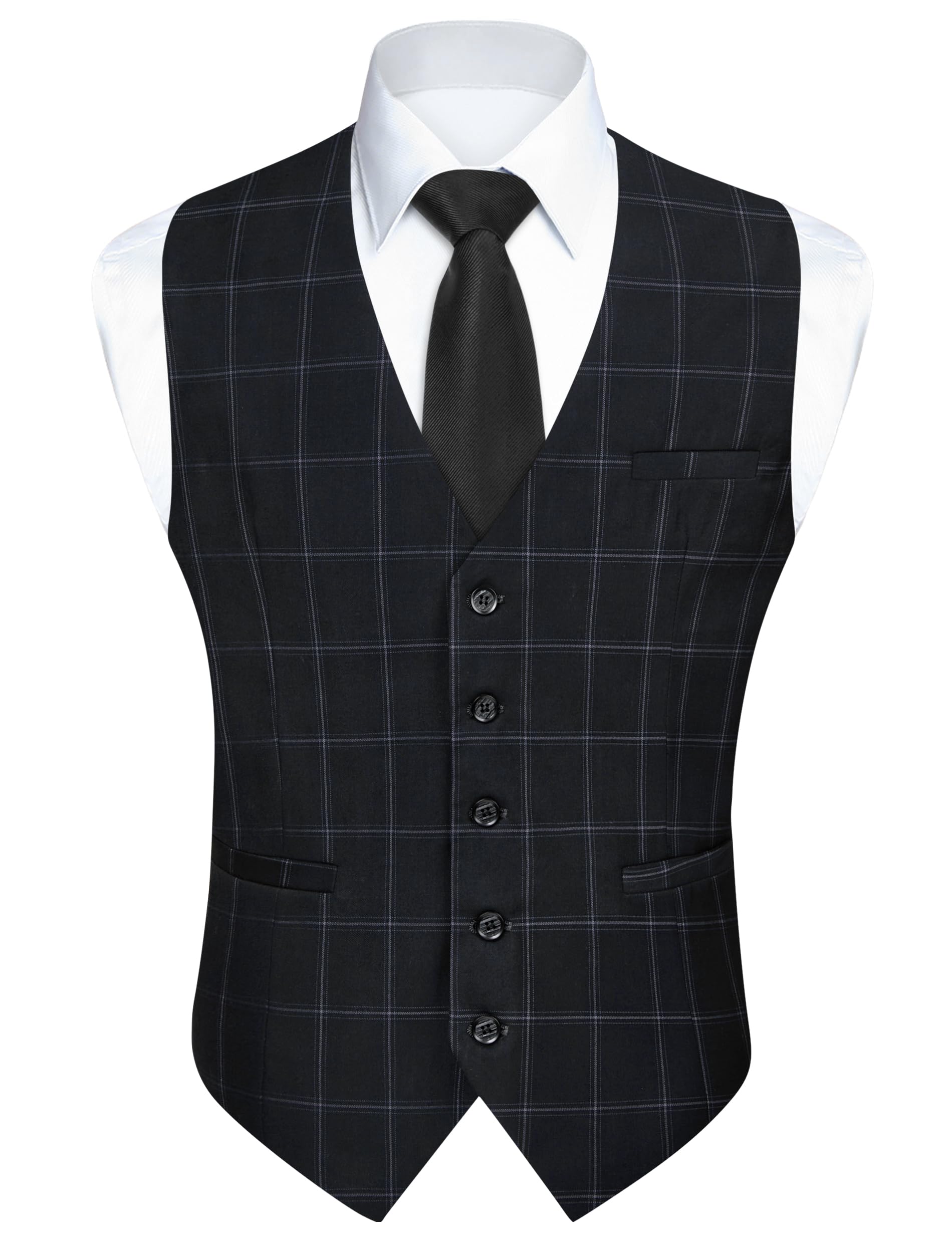 Men's Cotton Plaid Waistcoat - Black 2 XS-image-a8b808d9-8ff8-4722-95fd-e85fe8c102cc-104039