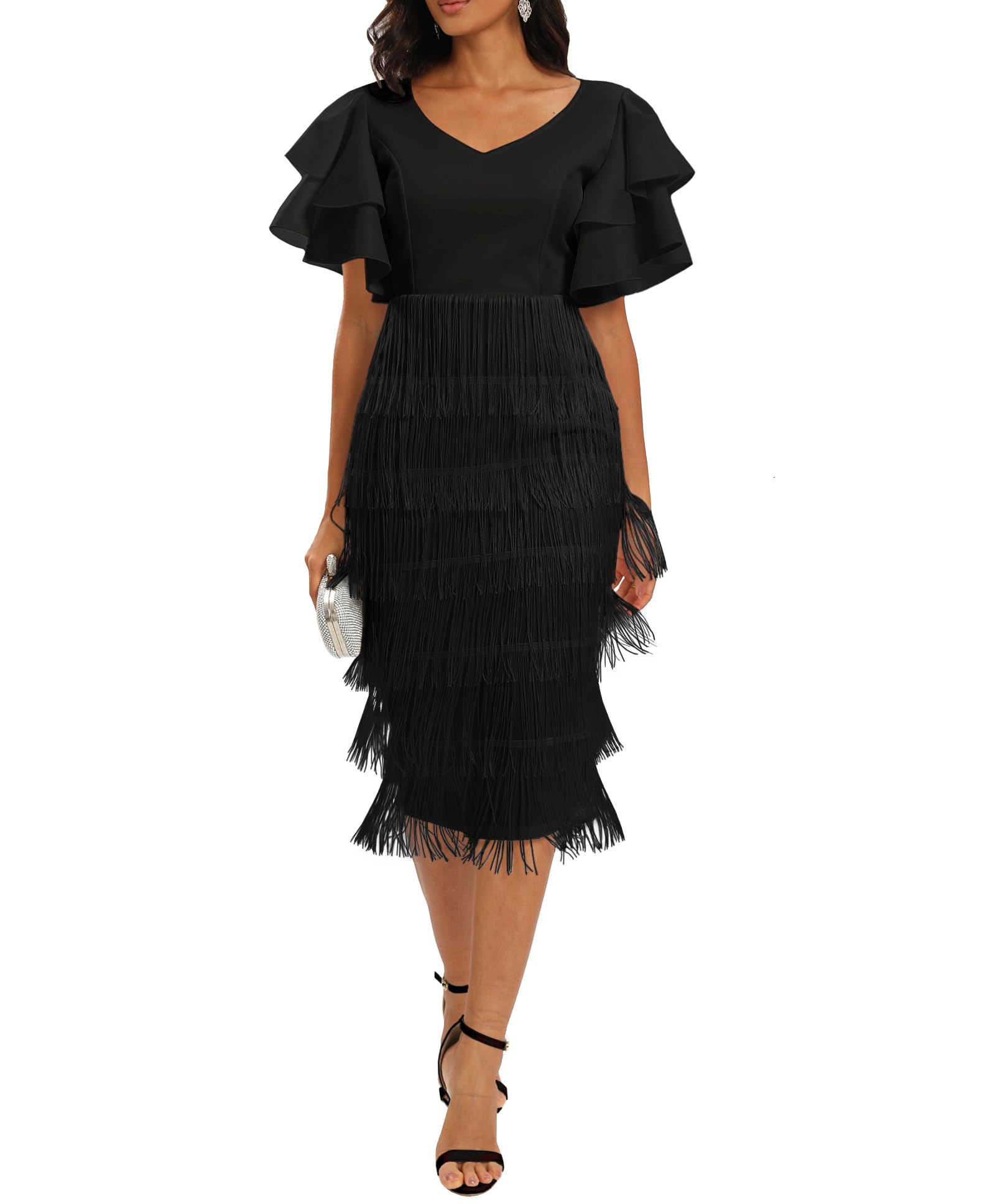 Women's Fringe Maxi Dress - Black M-image-441f634c-f672-481e-a06d-f2e136e4ddca-108974