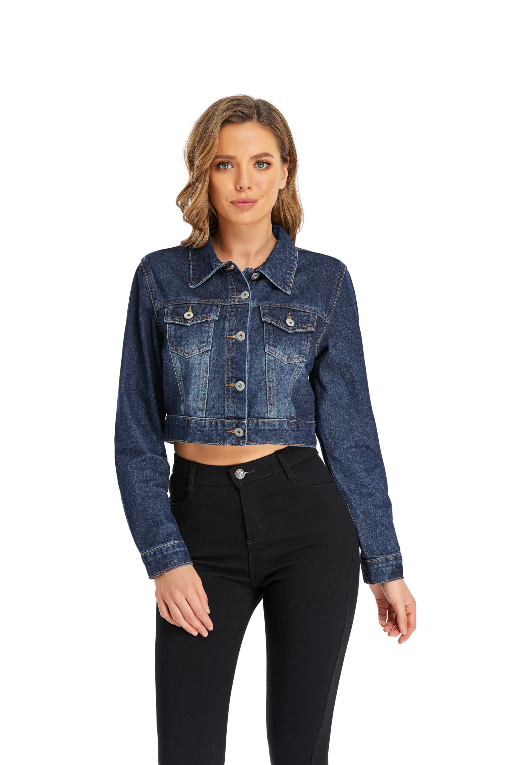 Cropped Denim Jacket - Dark Blue M-image-8ce3f60c-b94b-4b56-a568-758ccce8dc62-89905