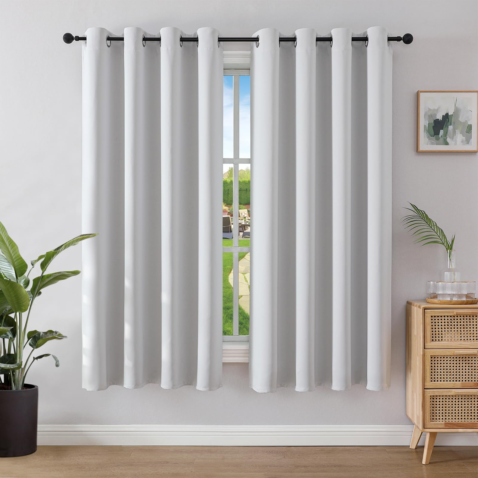 Blackout Curtains Thermal 2 Panels - Greyish White 66 x 72 Inch-image-d1c1074b-466f-4aca-a27f-c60eda27bbeb-94463