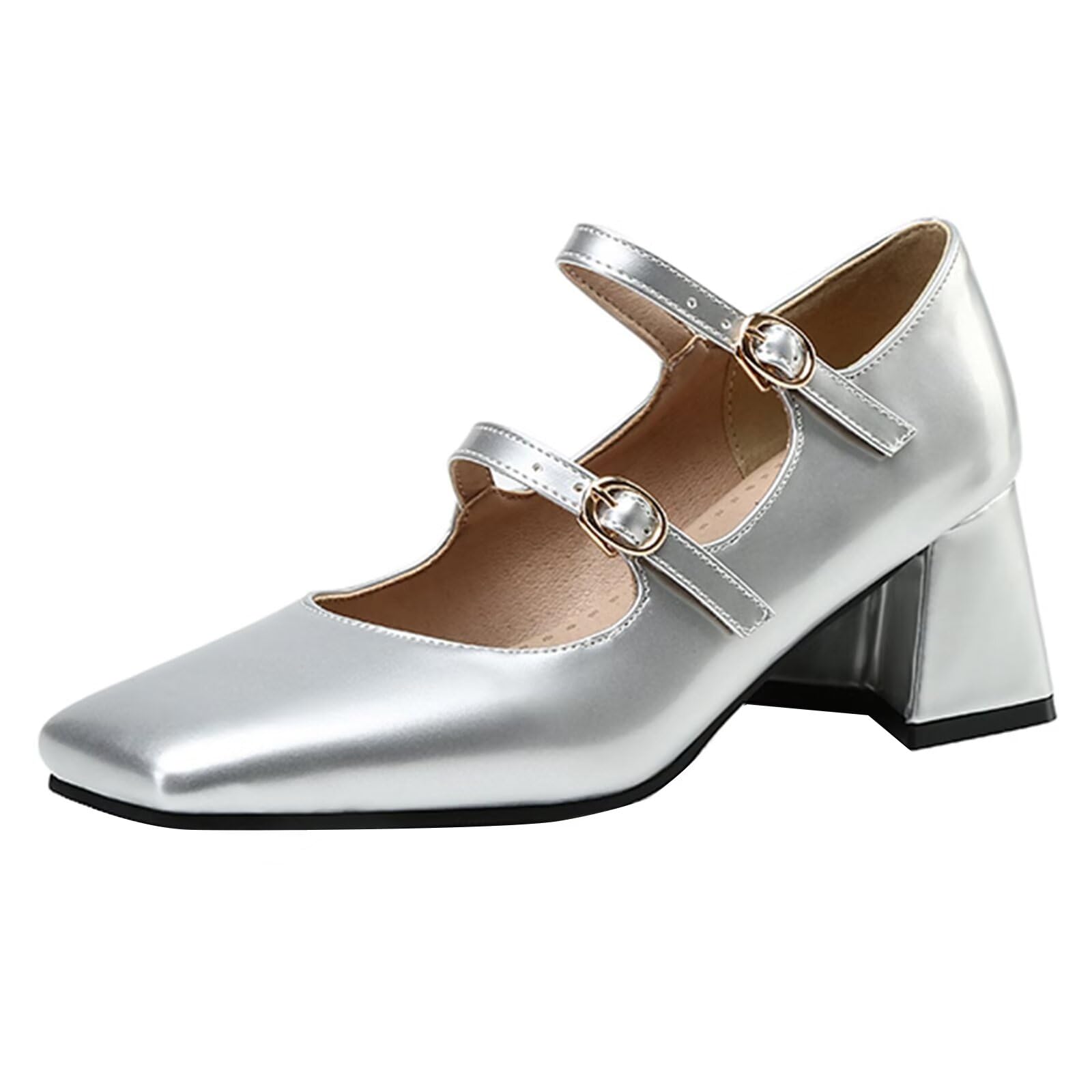 Women's Patent Court Shoes - Silver UK 5-image-89c48d11-2f6e-4385-bcaf-ff1beb1b5876-105509