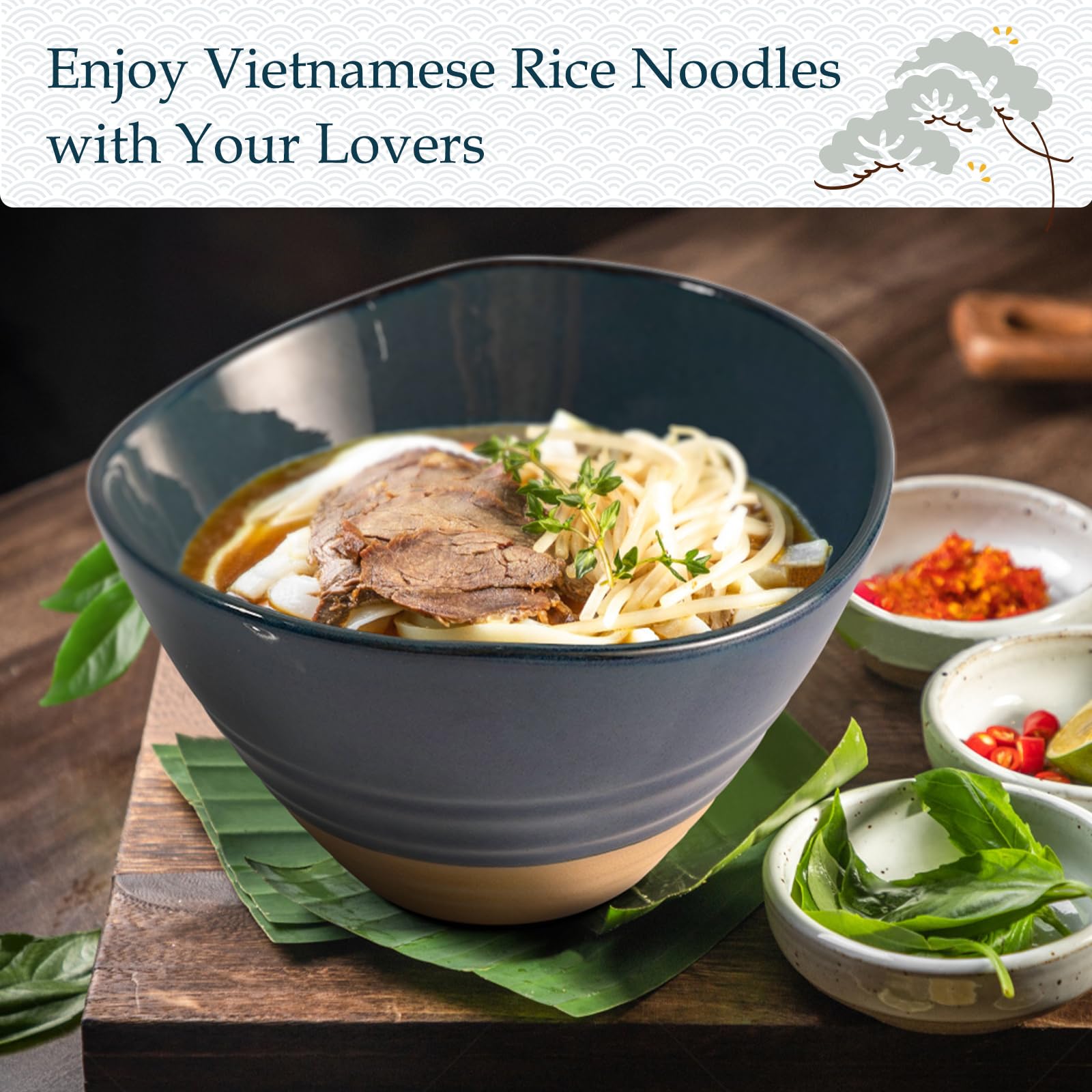 NUTRIUPS Lot de 2 bols à ramen en céramique de 1500 ml avec