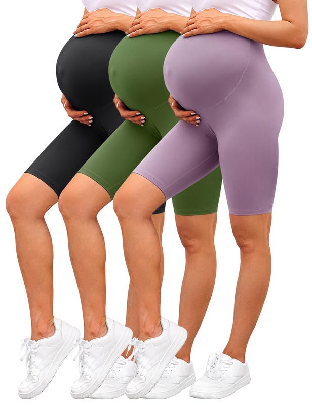 Maternity Biker Shorts Over Belly High Waist - Black/Olive/Lunar Rock L-image-9354095d-86cd-48f8-ac94-c8ba3fc8b8db-96009