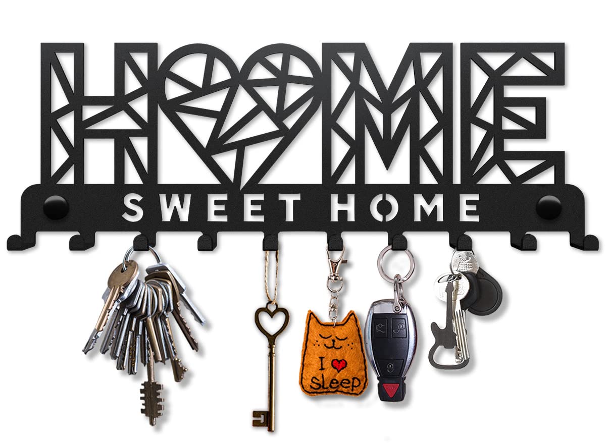 Wall Mounted Key Holder 10 Hooks - Black 275x100x20mm-image-d8761d6f-afba-4c23-b0ef-21a79ab0a2e4-110153