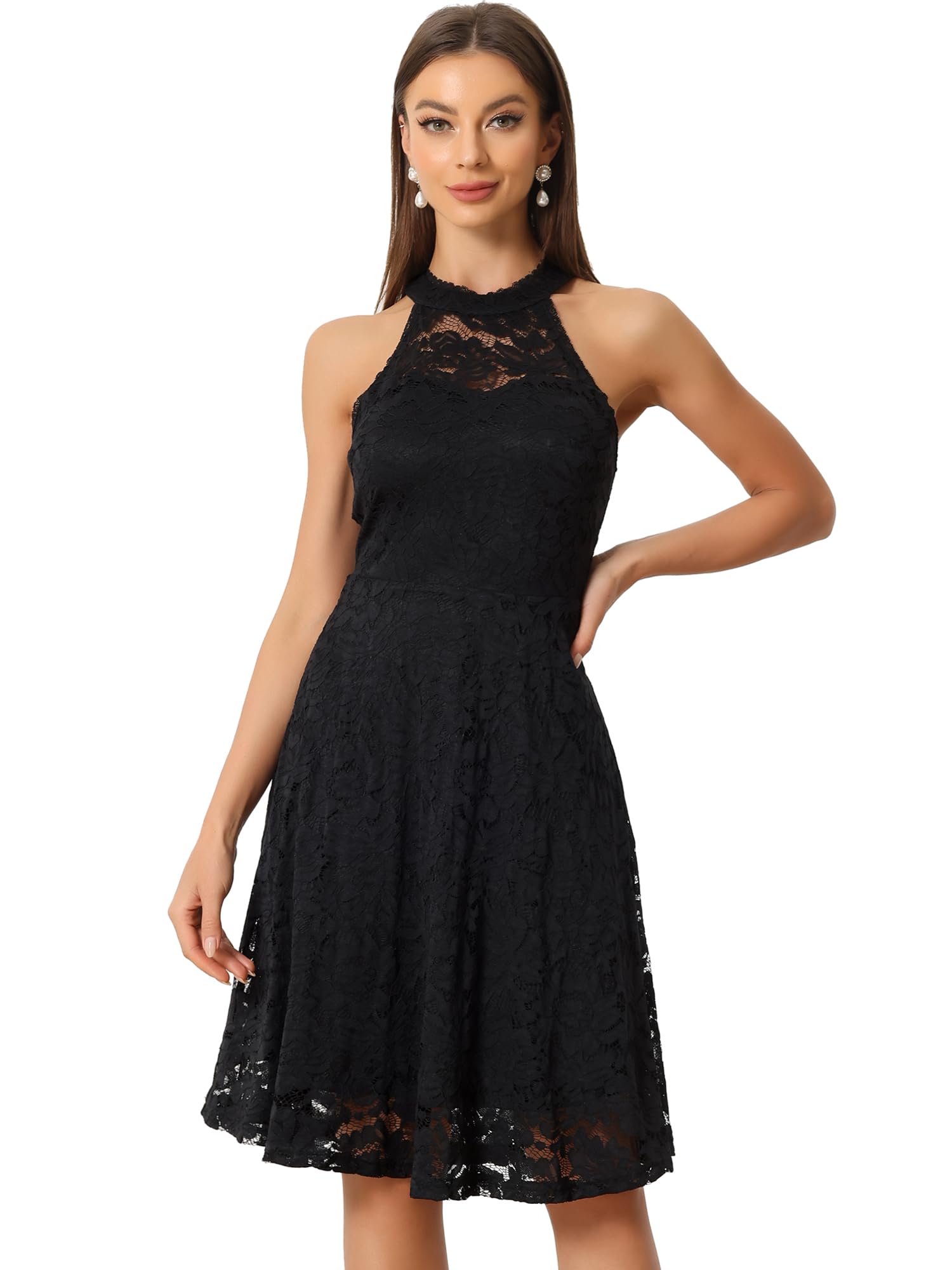 Elegant Black Lace Halter Dress - Small-image-e757b4a1-4069-4d56-a83b-c8b5c2760795-81910