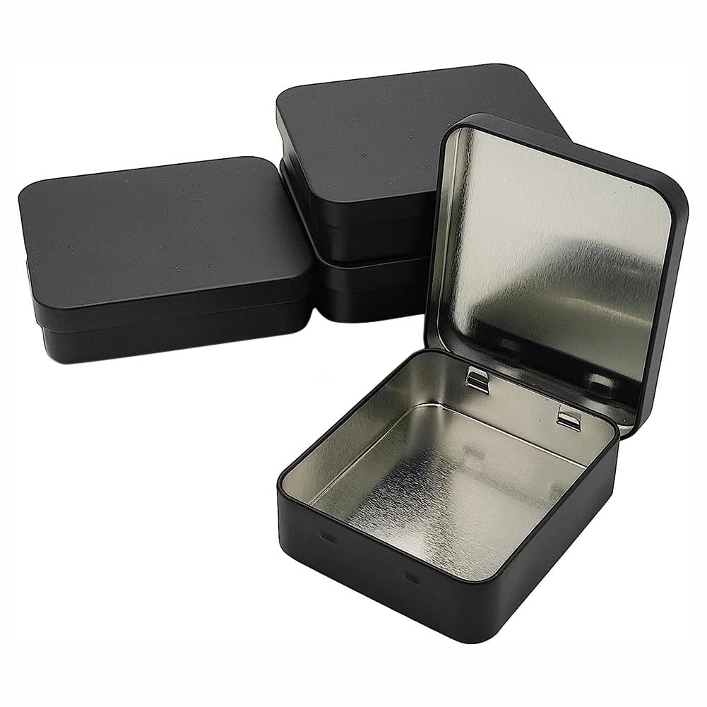 WESTKAIBA Tin Storage Box Box 4pcs, 3.66 x 3.27 x 0.98 inches, Black-image-3181da3e-e507-4bd0-b8e2-1f870d073ade-57196