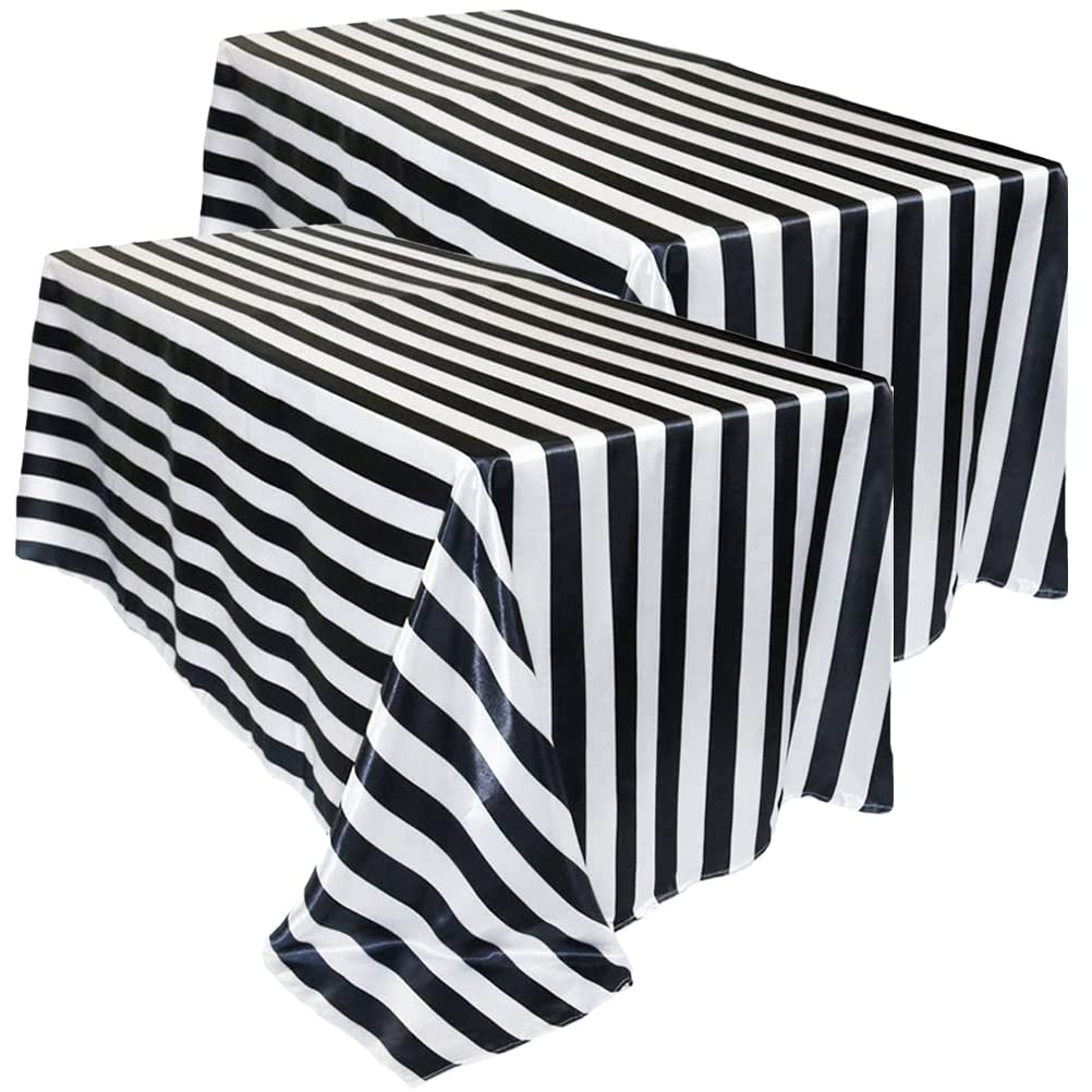 2pcs Black & White Striped Waterproof Tablecloths 137x274cm - Perfect for Parties & Home Use-image-a0219312-3105-4d79-90f1-db0af07d0782-4407