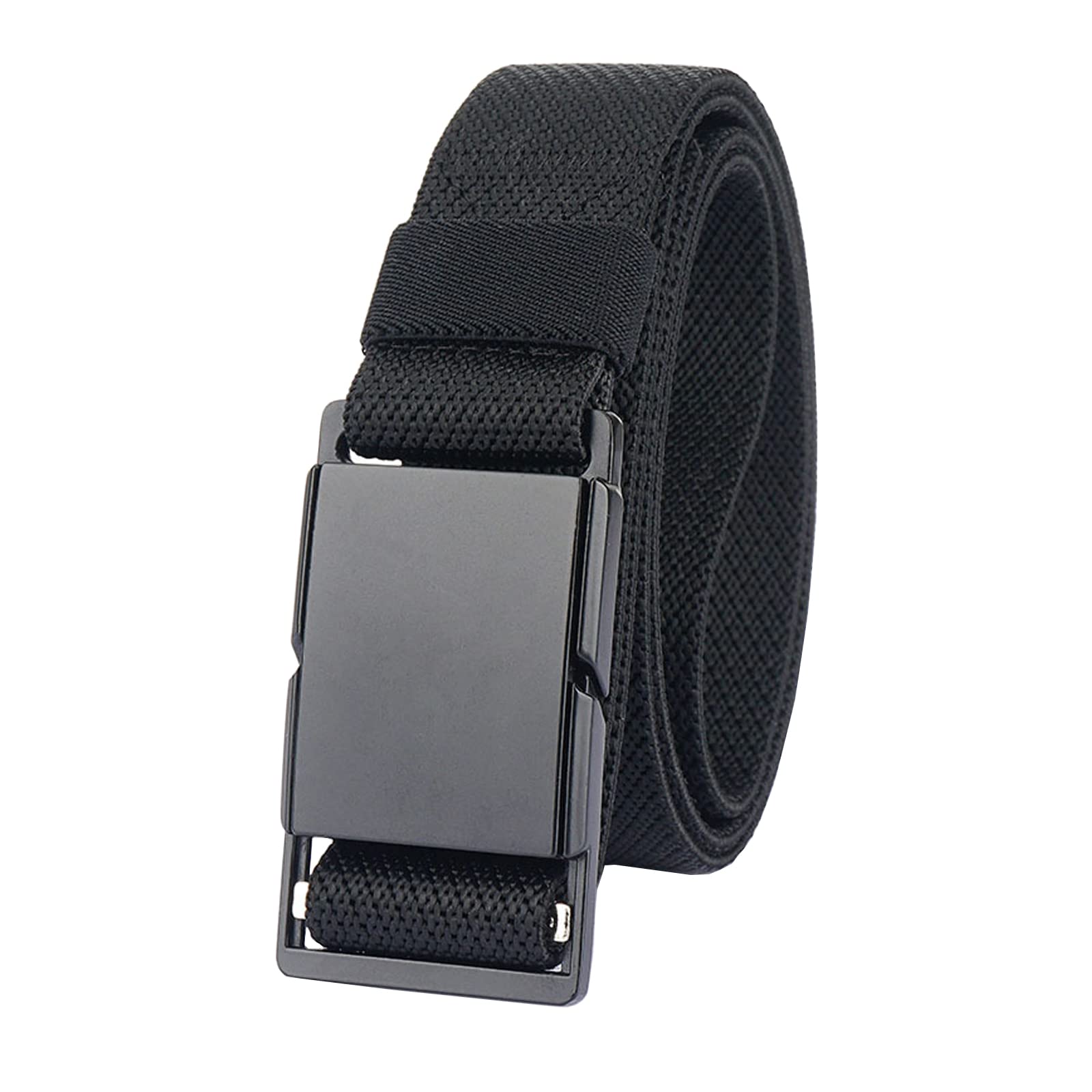 Mens Quick Release Elastic Belt - Tactical Magnetic Buckle, Stretch Webbed, Outdoor & Golf, Black, 125CM-image-fb49da89-4435-4aea-84e2-b57611eeb0c4-70859