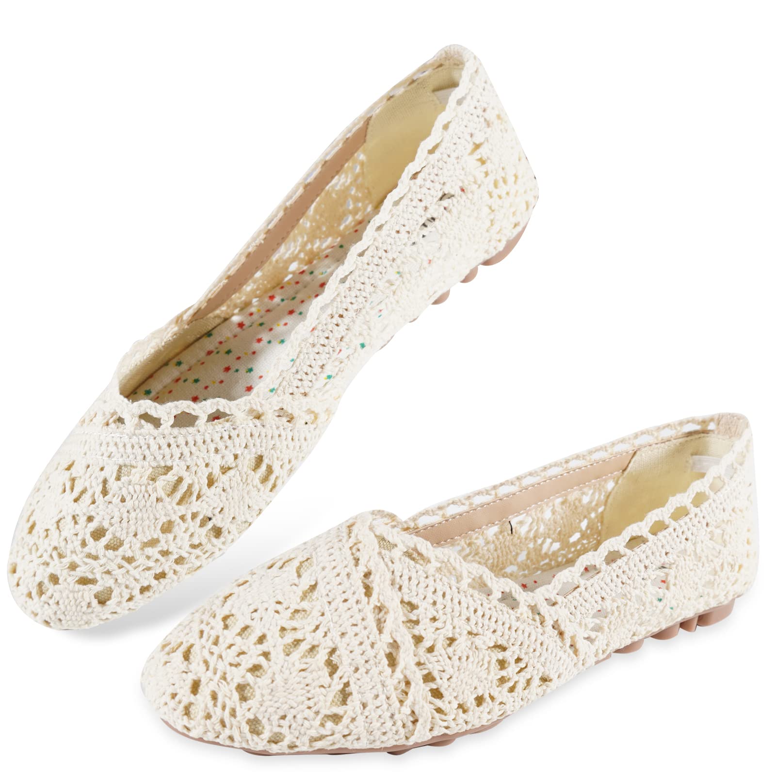 Women's Apricot Pointed Toe Ballet Pumps with Lace - Size 8, Elegant & Casual Ballerina Flats-image-7182282f-b3c2-455e-8d0f-ad8343695e90-66337