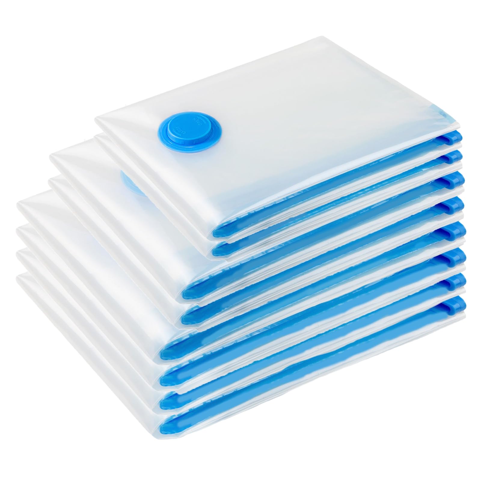 Vacuum Storage Bags 8 Pack - Reusable, Space Saver, Double Zip Seal for Clothes, Duvets & Bedding
