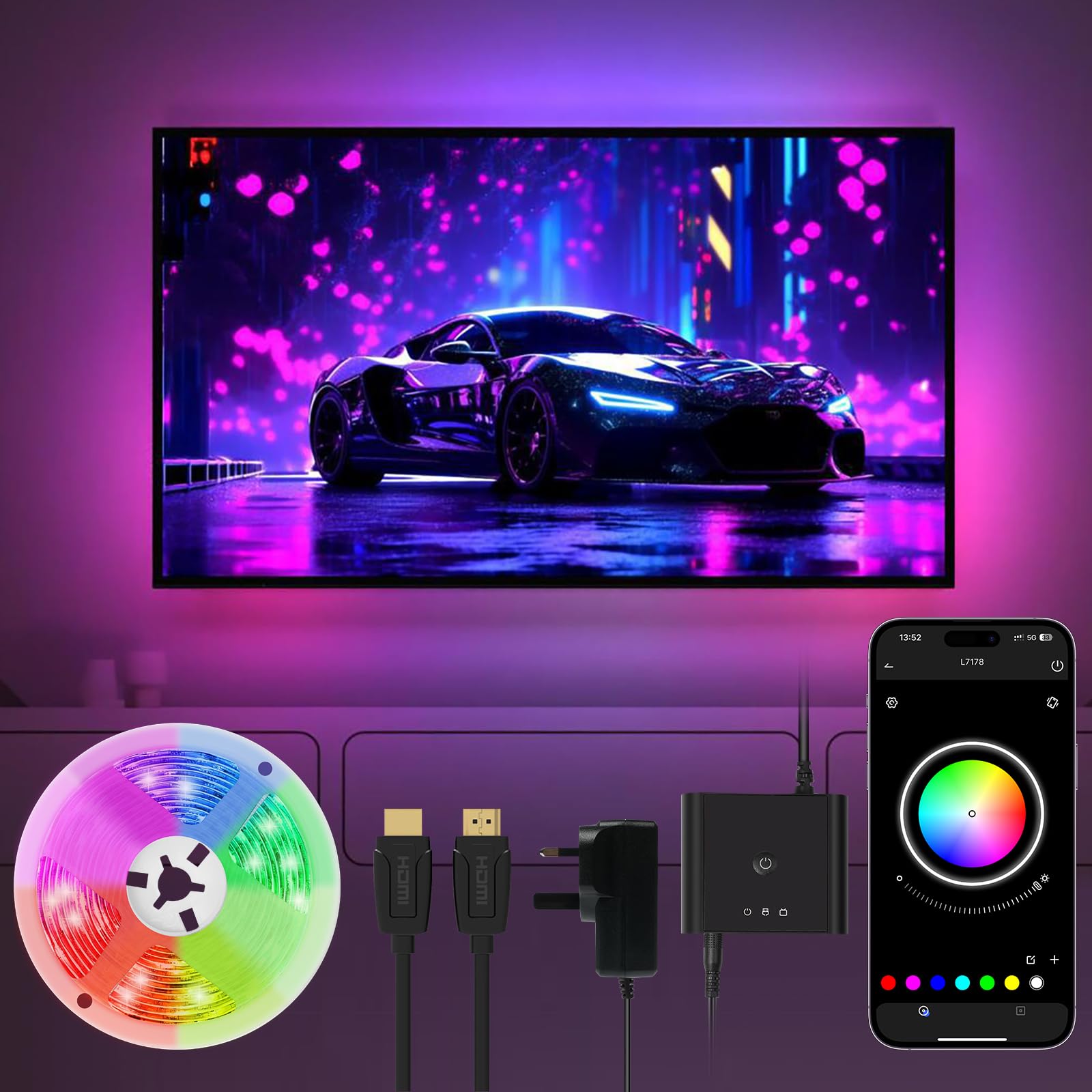 LED TV Backlight 5M RGB Music Sync - Black 5m-image-f4363efd-7295-4eca-a094-2de3f542bf6c-94615