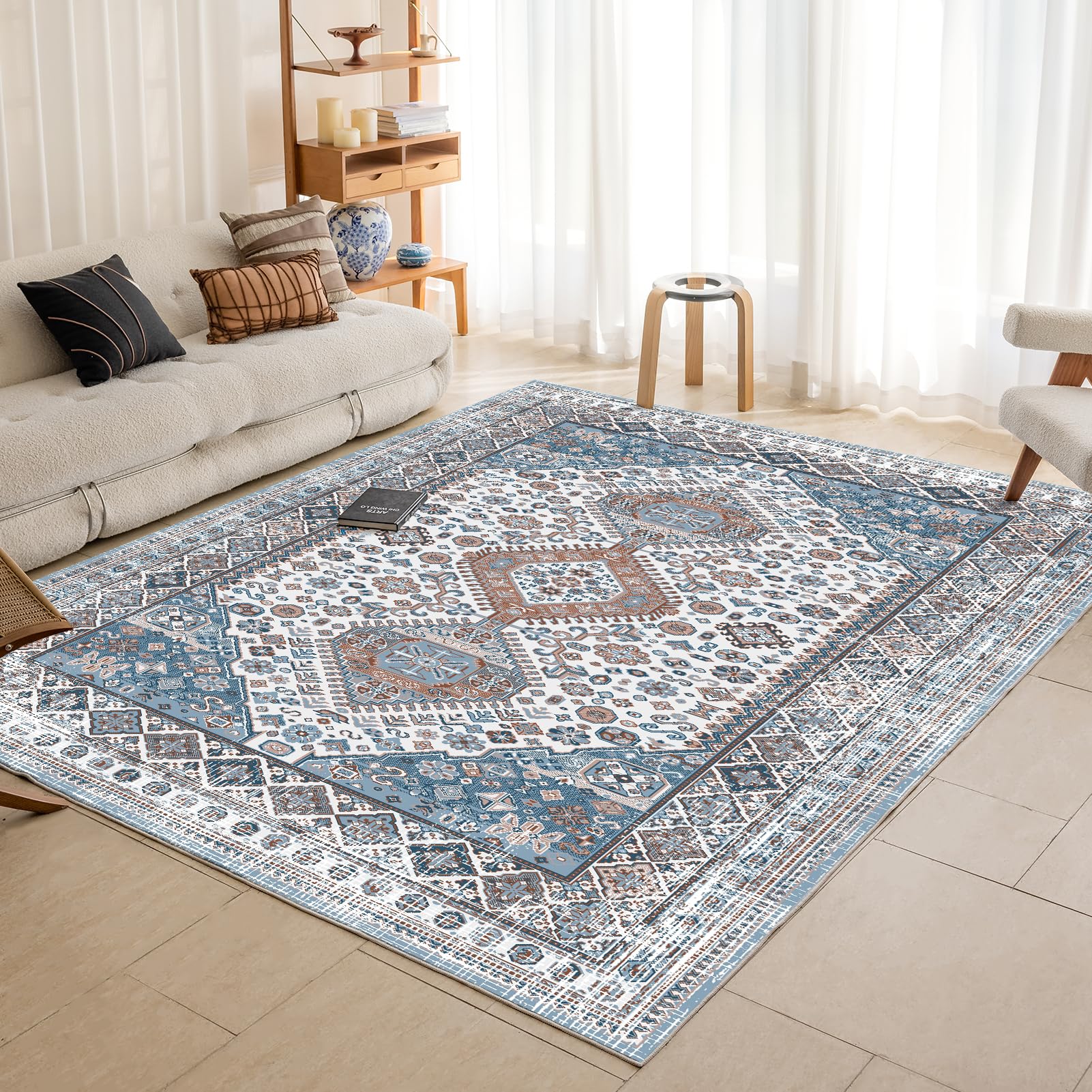Extra Large Washable Area Rug - Navy Blue 200x290cm-image-5c4886c7-03ae-44da-9aff-8dae4597431a-114170