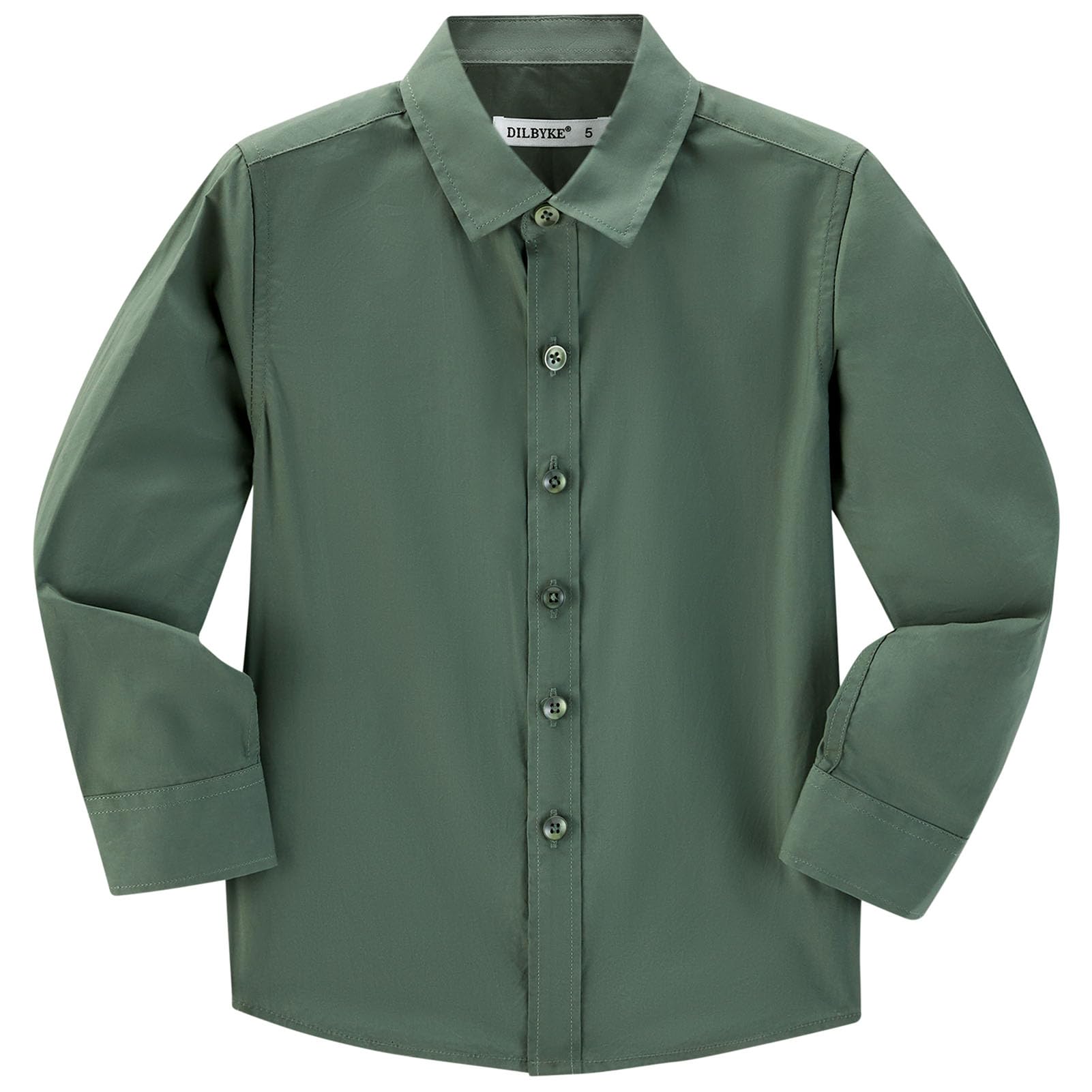 Boys' Cotton School Shirt Long Sleeve - Olive 4 Years-image-f7f9db24-307e-4d6a-9ca7-d96fe8ef1969-95684