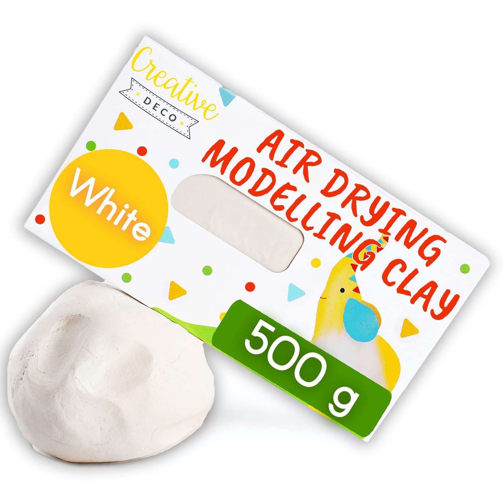 Creative Deco Air Dry Clay | Clay | Air Drying 500g White Non-Sticking-image-f6765f02-b52a-4a39-9601-aba6e17fb7ee-30819
