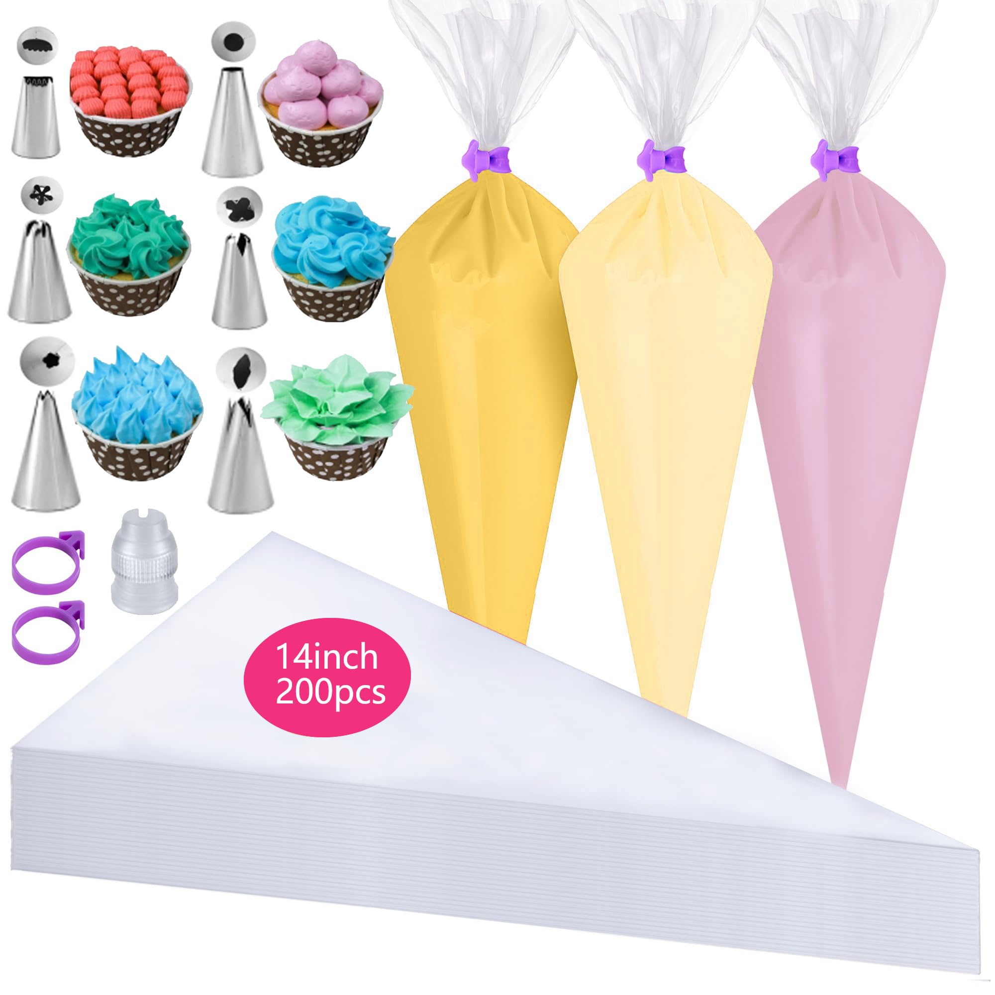 Piping Bags and Tips Set Piping Bags 209PCS 14 200PCS 2 1 6 Baking-image-5d87e50e-1dbb-4779-aa85-ddeed5a89e17-54329