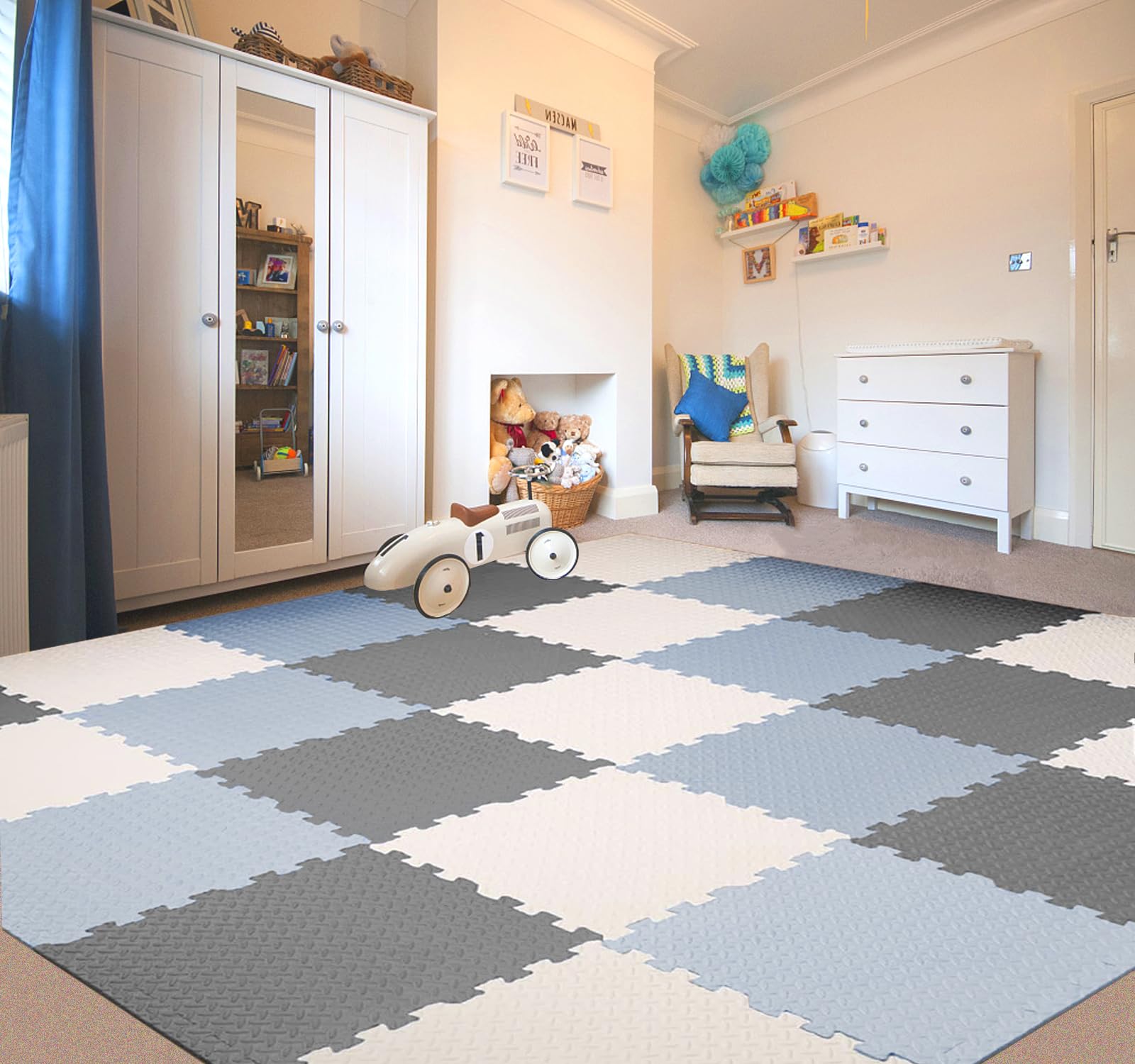 Linarun Non-toxic Baby Play Mat 9-Piece Interlocking Foam Tiles 30x30cm - Grey Blue Series-image-87bc50c8-bfb5-460b-ba2c-2d137d5085cd-64817