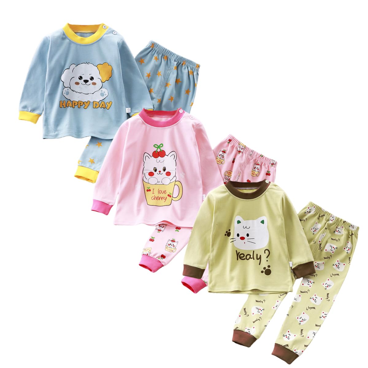 Kids Cotton Thermal Pyjamas Set - Cartoon Print-image-41891d60-04c4-4777-a120-369b5d1a7699-87729