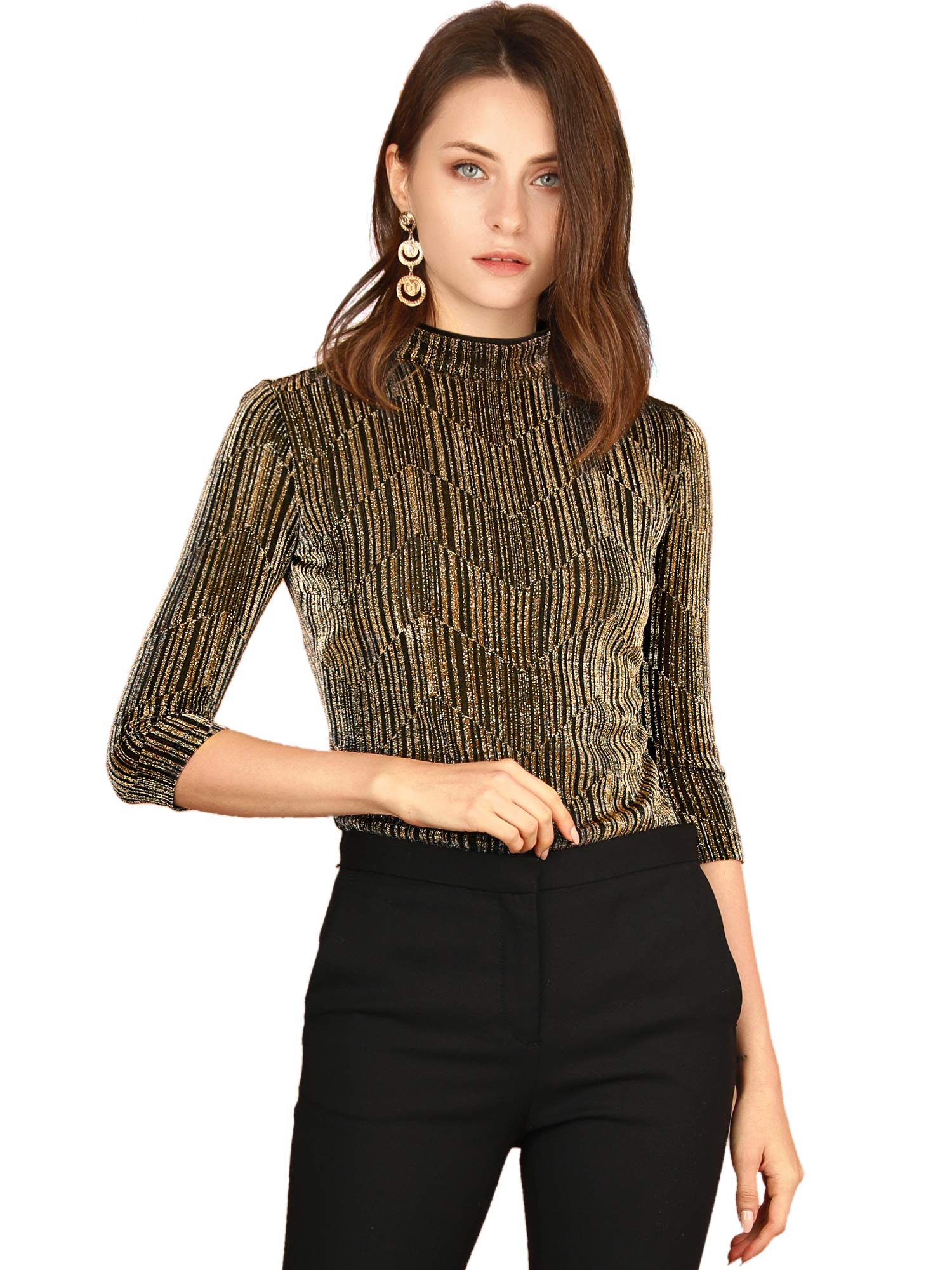 Women's Glitter Metallic Top - Gold Black 4-image-9e0d47ef-3783-4377-bea6-0be7efd87bf5-110856