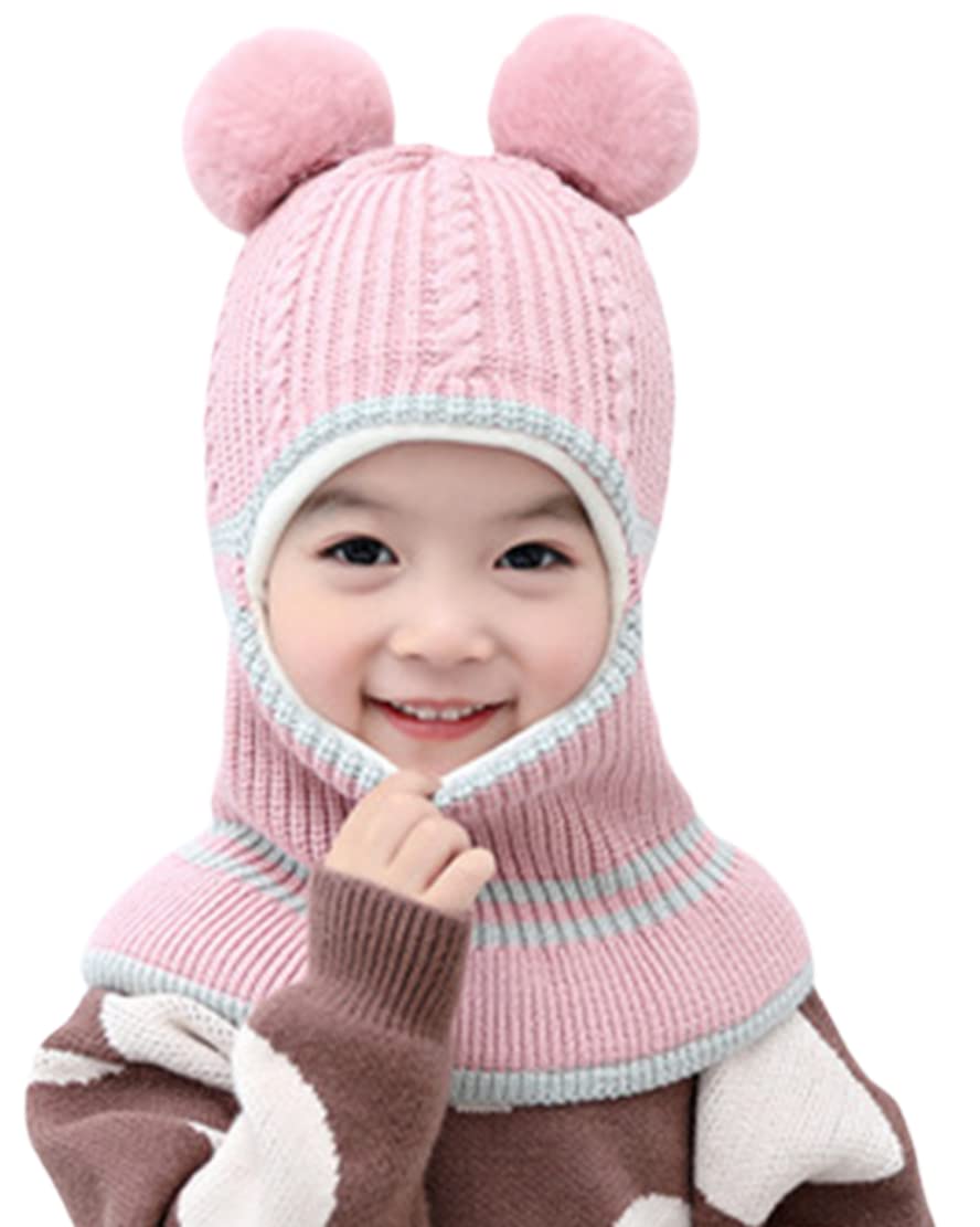 JFAN Toddler Hat Thick Soft Plush with Pompom Winter Hat Warm Pink-image-639d8a6b-3007-4923-ba60-e19953cfe24b-55387