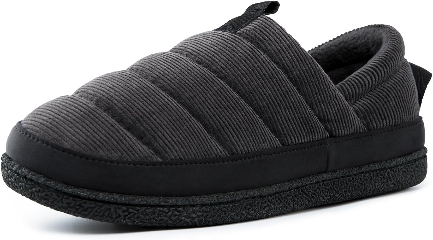 Men's Quilted Corduroy Slippers, Black, Size 12-13 UK-image-0ef68111-dc17-4784-b021-bebf81bcba19-43324