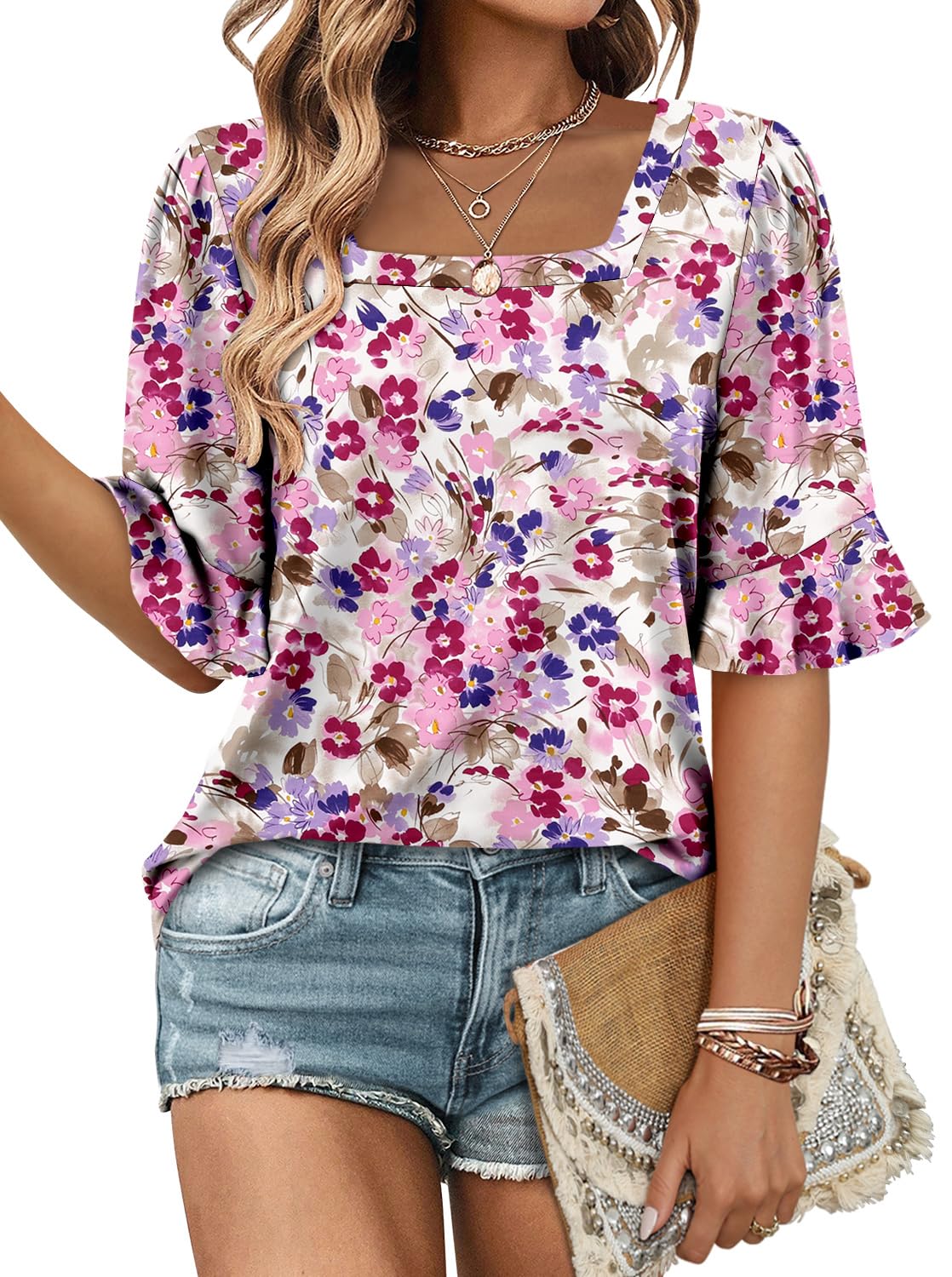 Women's Tunic Top Ruffle Sleeve - Purple Daisy UK 20-image-ed835a2f-e74f-4046-a5e2-7ff450062121-100604