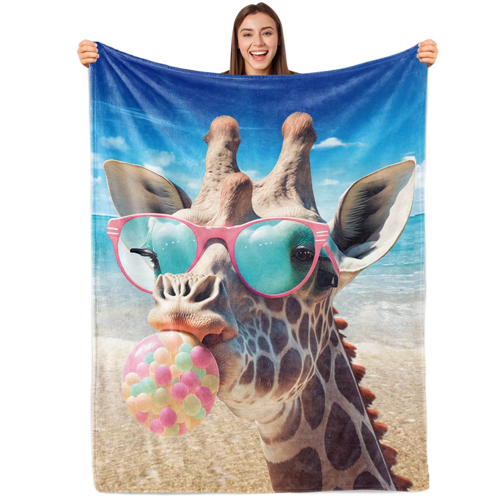 Giraffe Fleece Throw Blanket - Blue 50x60-image-3c840f53-d97d-4dda-b580-ea7c32b1d562-100877