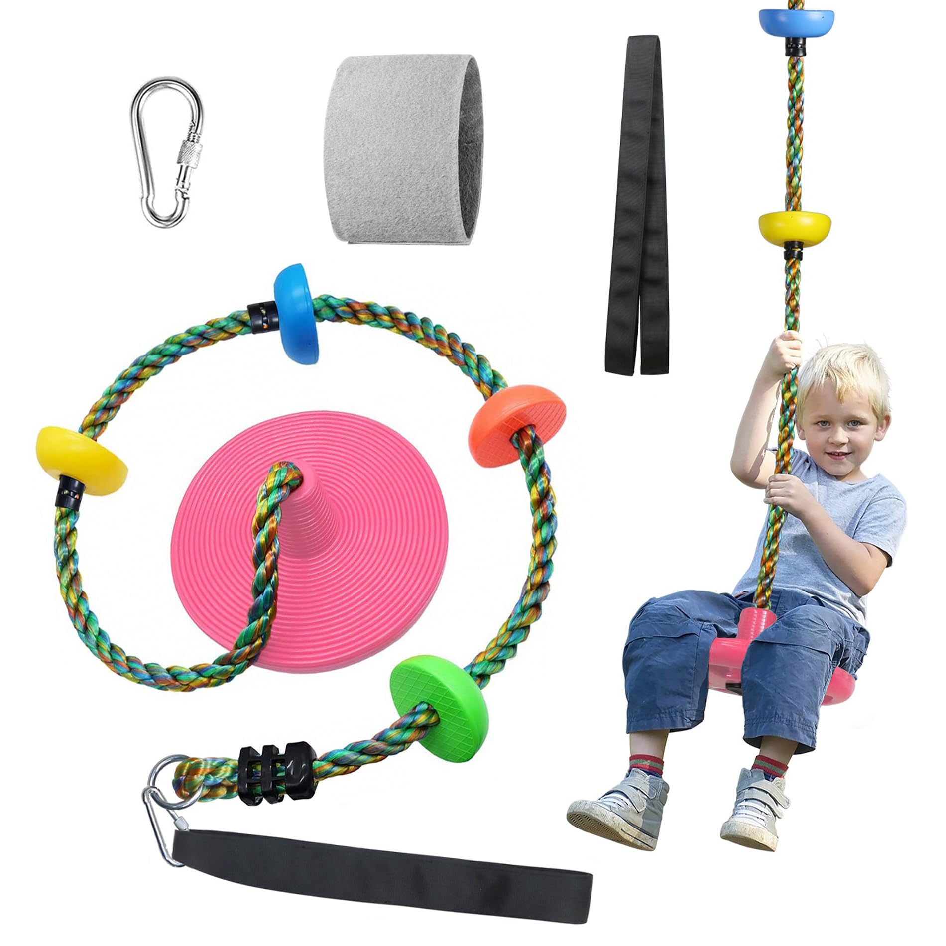 Kids Disc Rope Tree Swing - Pink 12x12x6in-image-31f29f9b-d807-4c8d-960a-69990f652332-113691