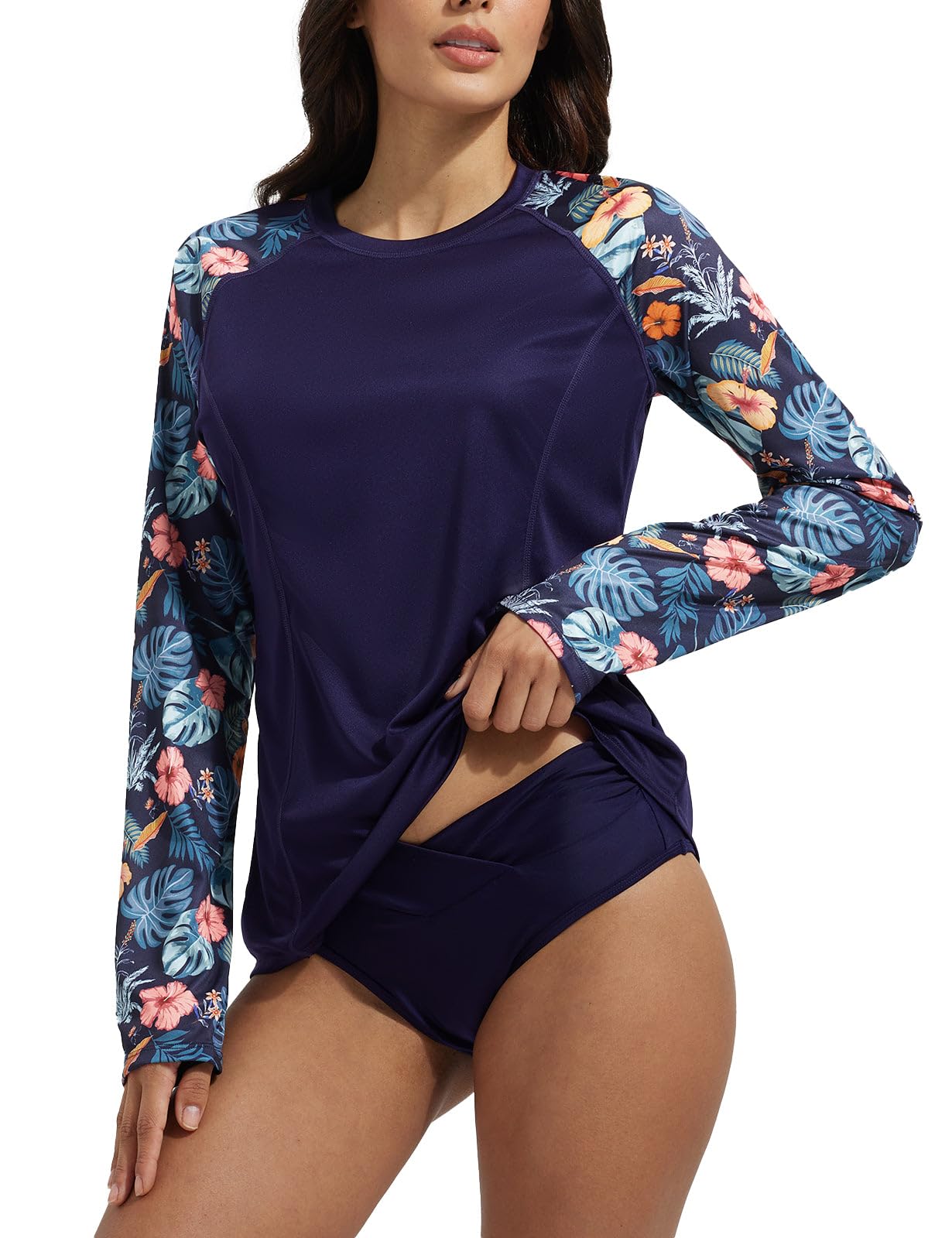 Women's Rash Vest UV Protection - Navy Flower S