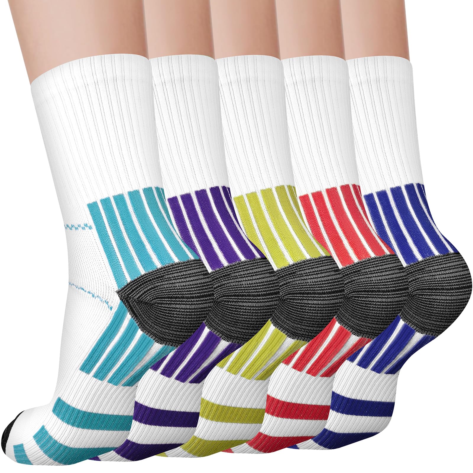 Compression Socks 5 Pairs for Men & Women, 15-20 mmHg, Multicolor-image-4750a20a-2763-46ef-88d2-0b6dad3eb24f-46476