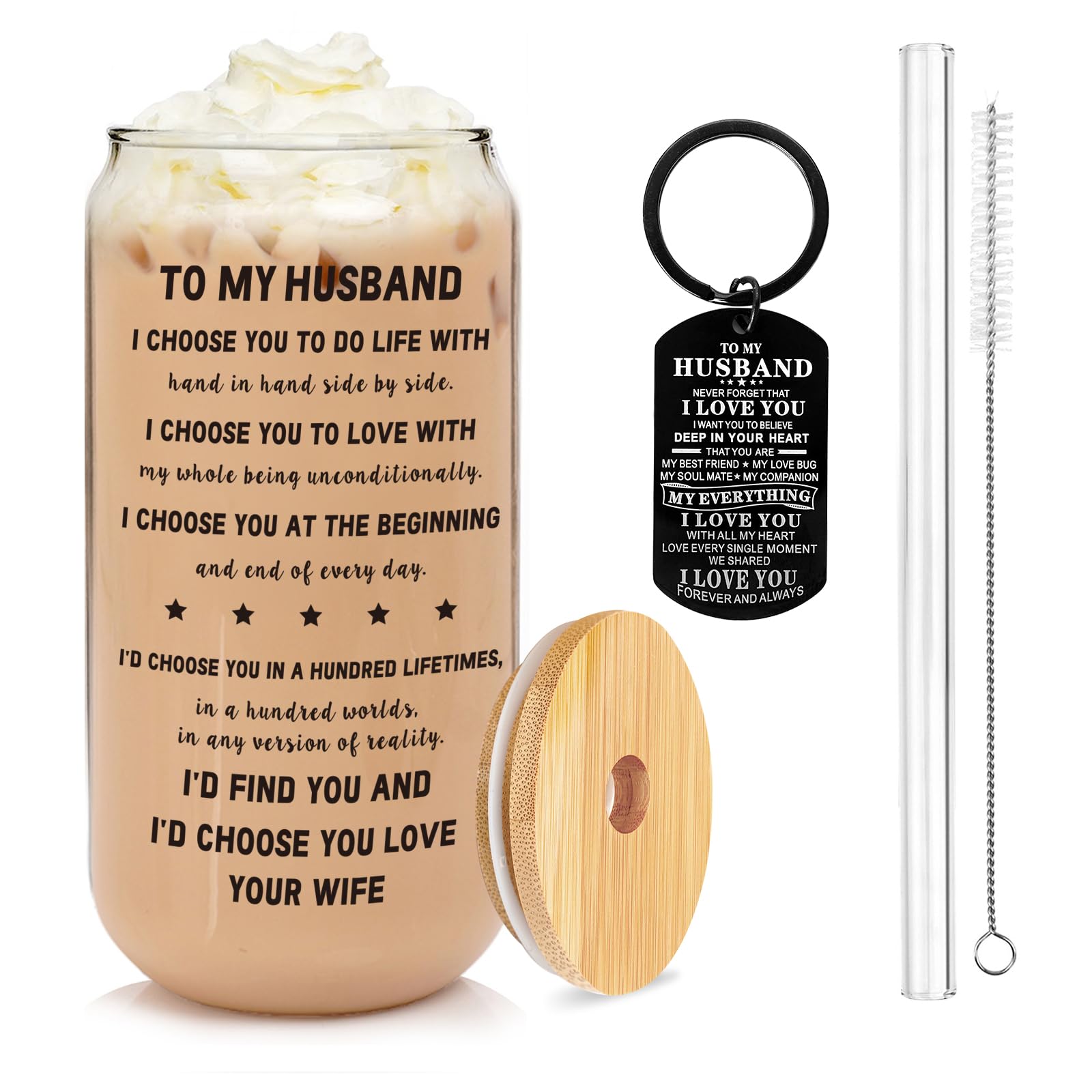 ONEHAUS Engagement Gift for Him - I Love You Glass Cup & Keychain Set - Wedding Present for Husband-image-01bc847c-a9bd-4ba9-9c49-688bdcec57d9-55045